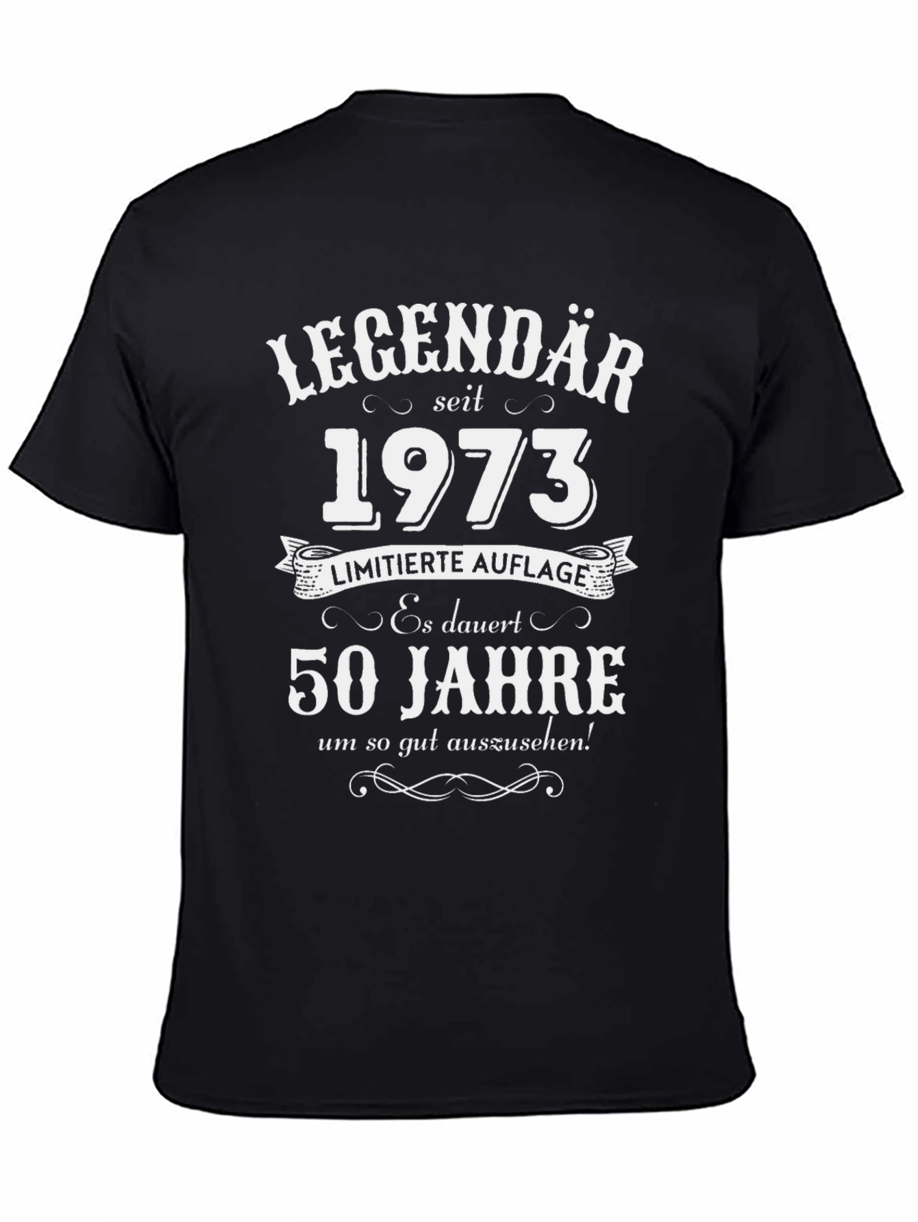 Black Legendary Since 1973 - 50th Birthday T-Shirt view 4