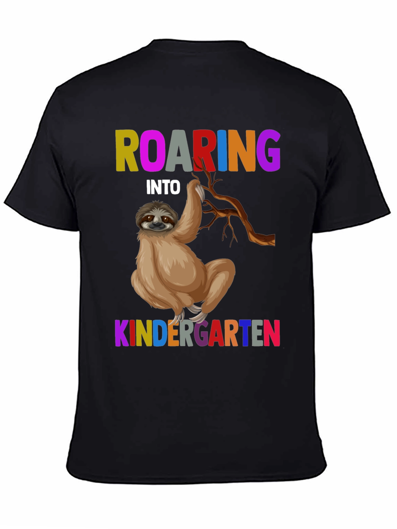 Black Roaring Into Kindergarten Sloth T-Shirt view 4