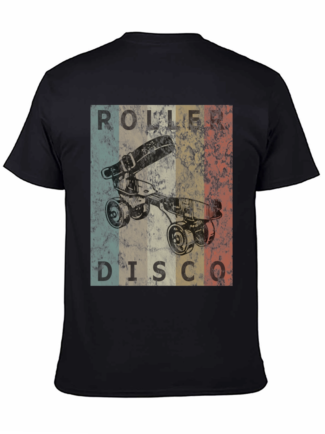 Black Retro Roller Disco T-Shirt - Vintage Skate Style view 4