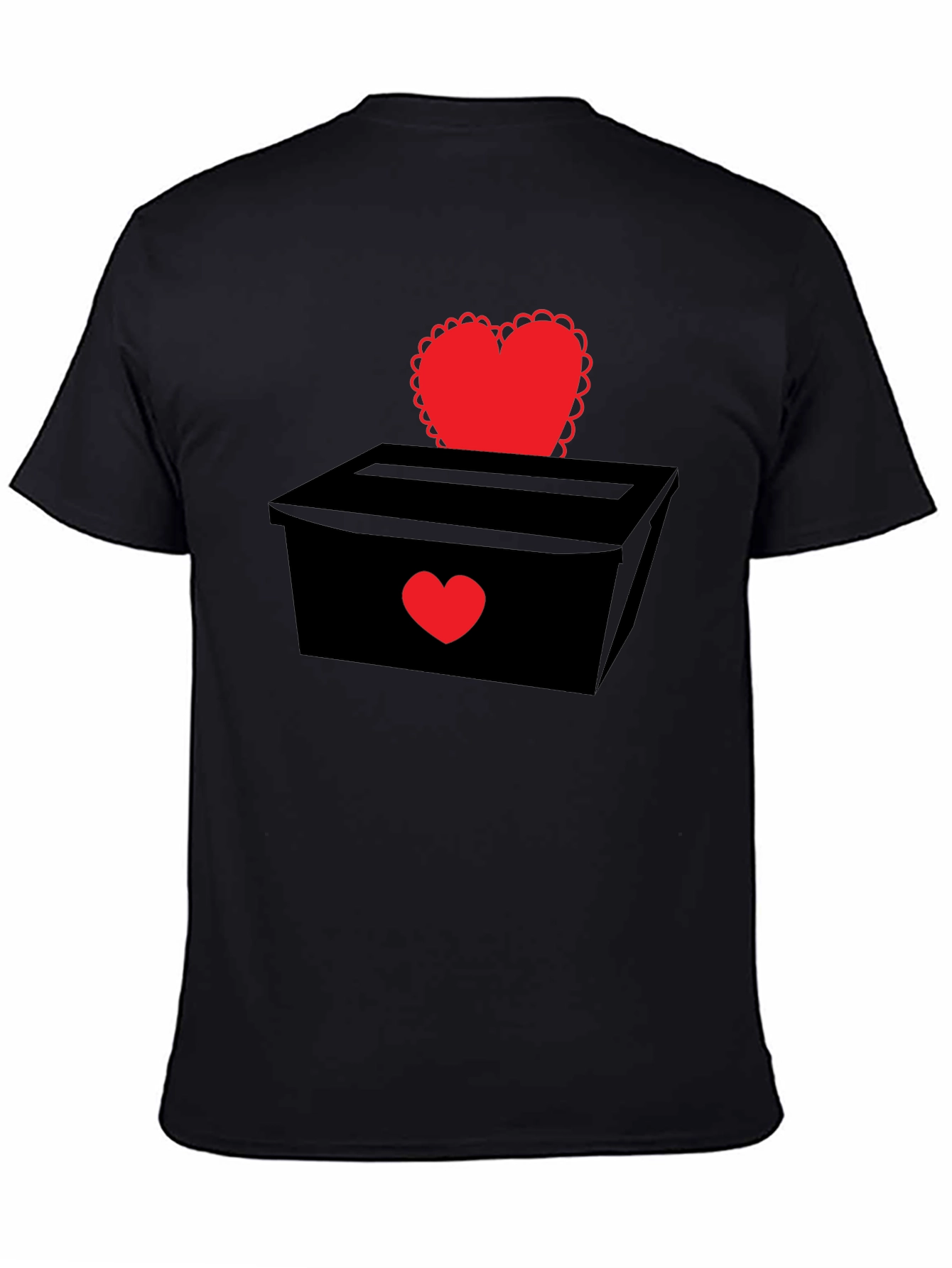 Black Heart Box Graphic T-Shirt - Romantic Valentine's Day Tee view 4