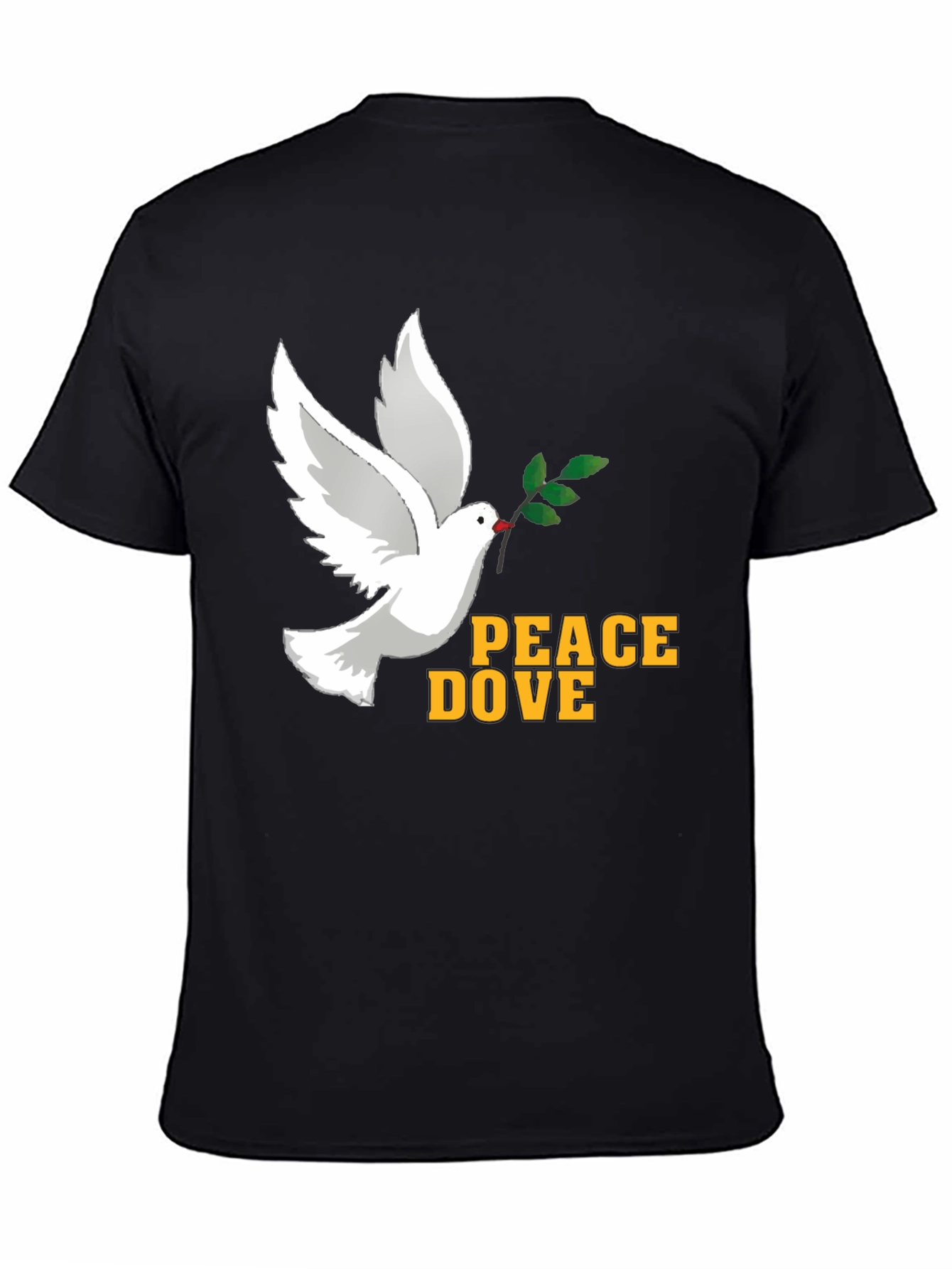 Black Peace Dove Graphic T-Shirt - Soft Cotton Blend, Black view 4