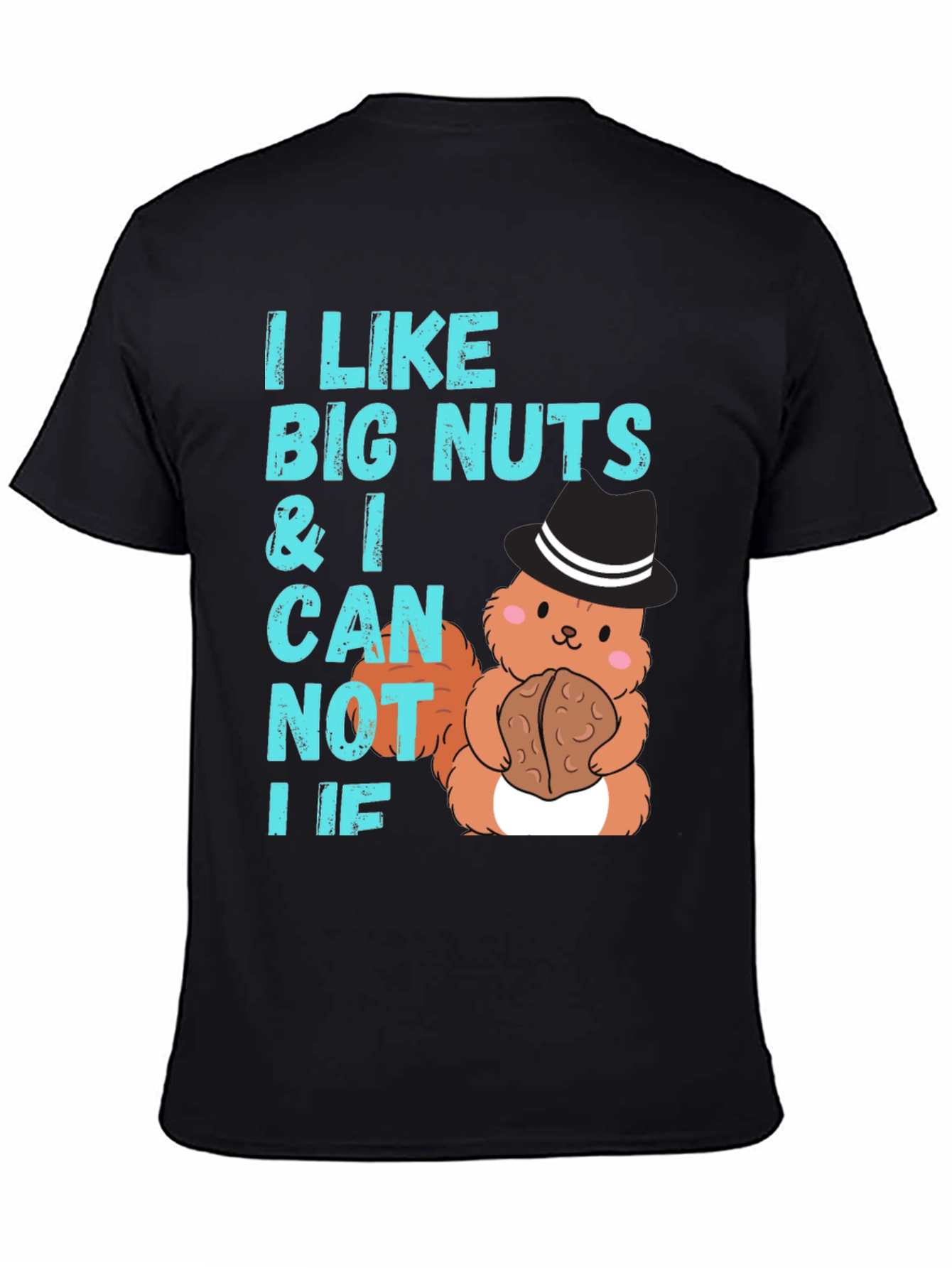 Black I Like Big Nuts Funny Squirrel T-Shirt view 4