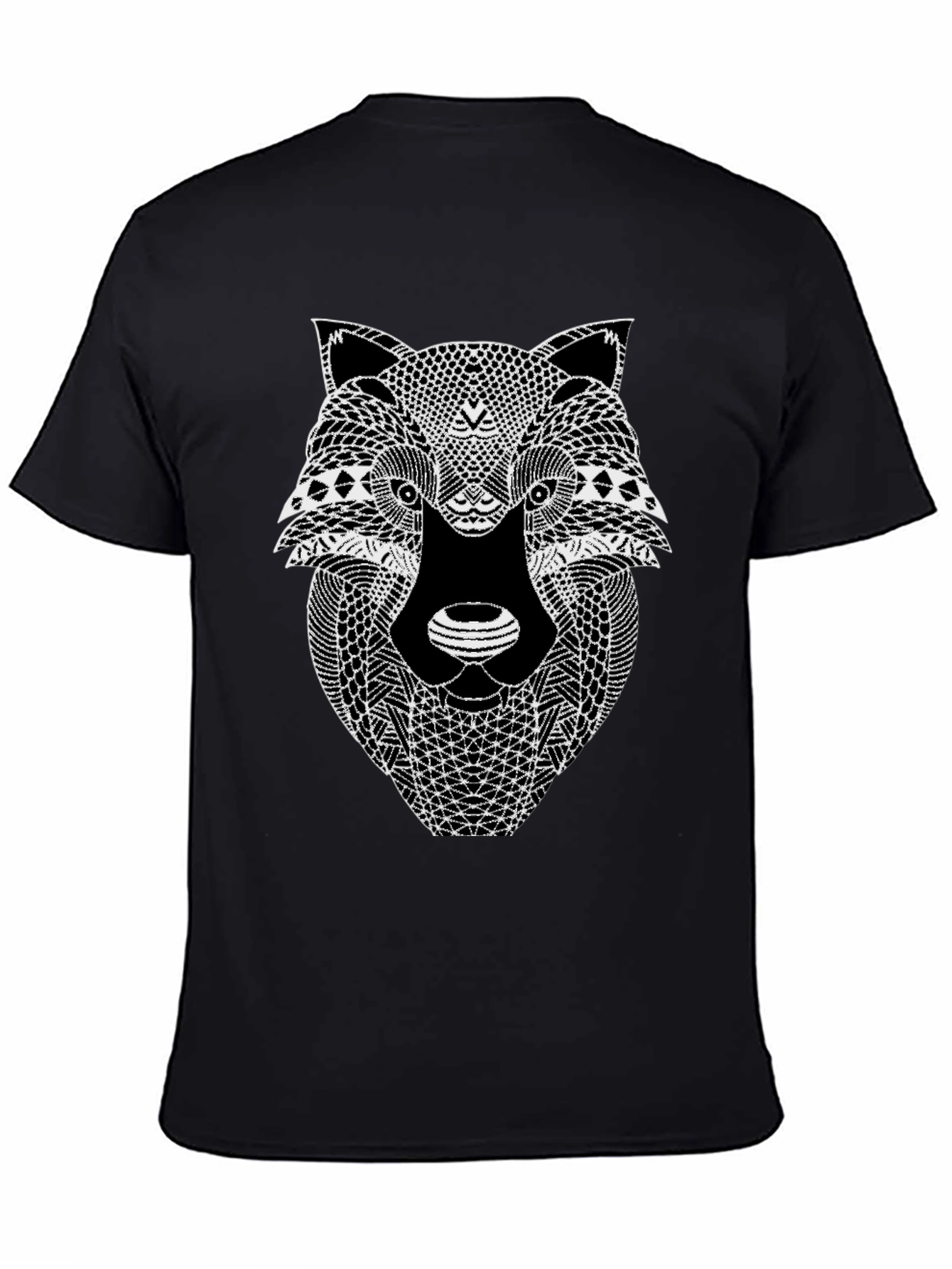 Black Wolf Graphic Print Men's Black T-Shirt view 4
