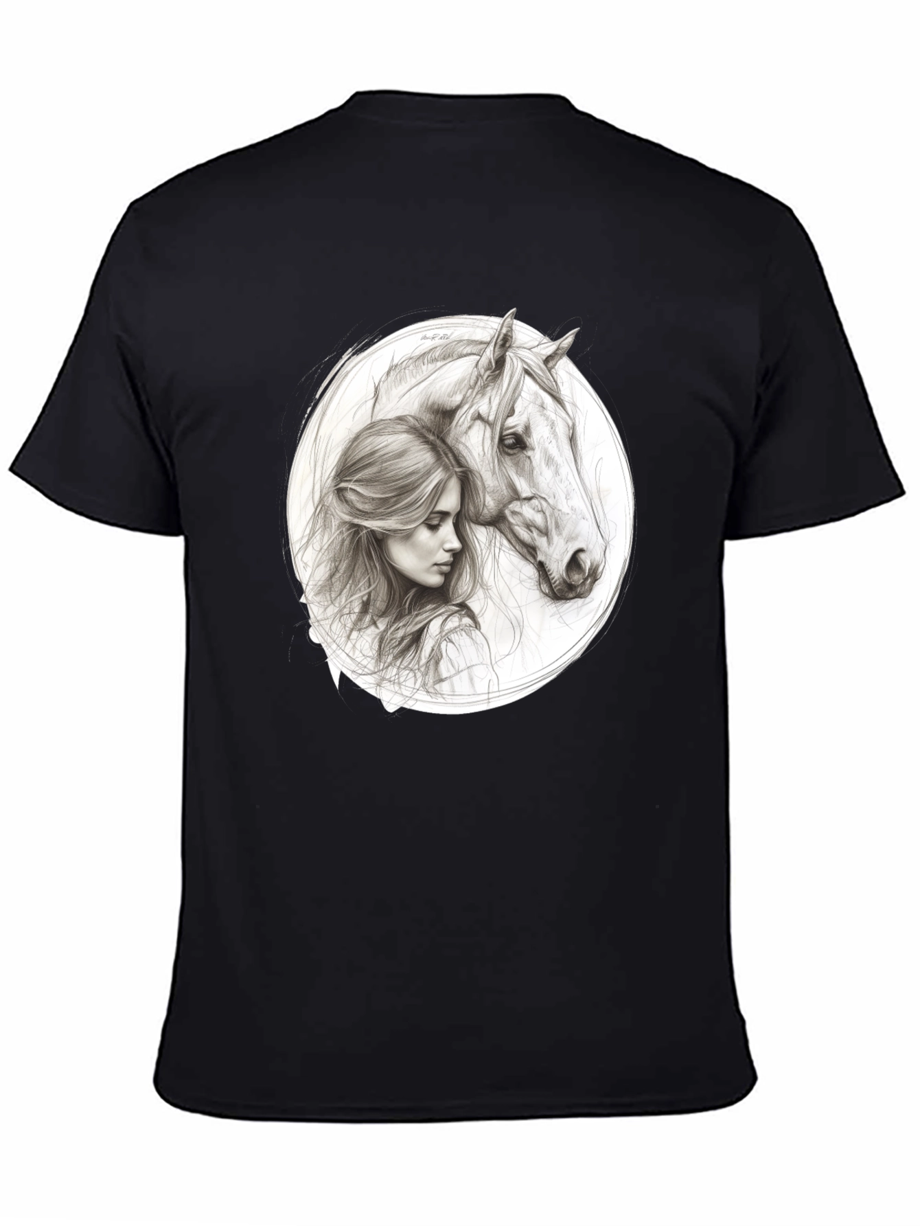 Black Woman and Horse Graphic Tee - Black view 4