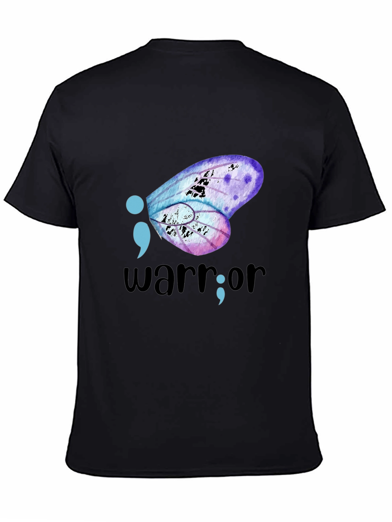 Black Semicolon Butterfly Warrior Graphic Tee view 4