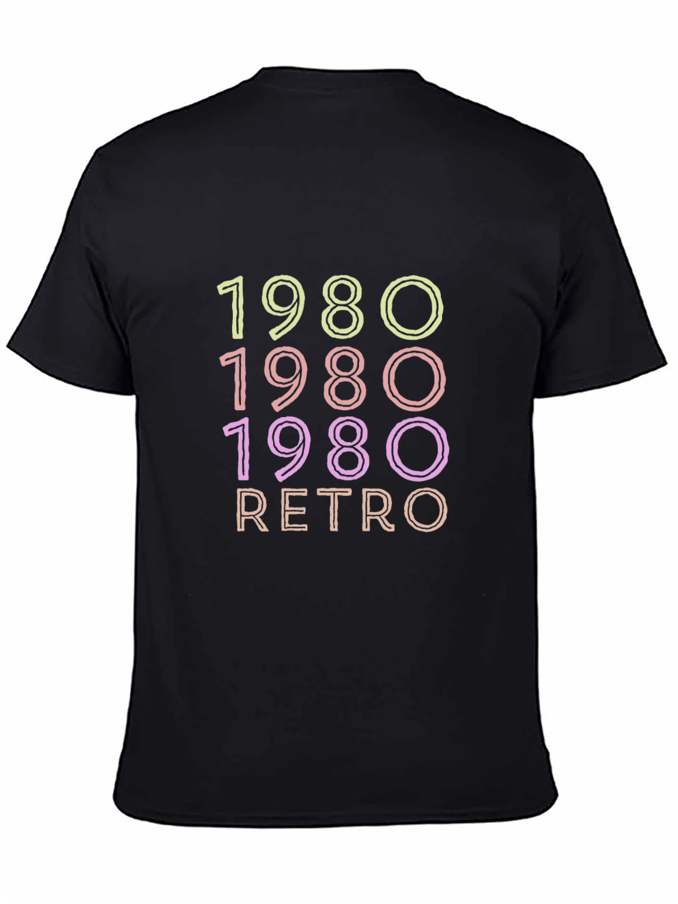 Black 1980 Retro Graphic Tee - Vintage Style Shirt view 4