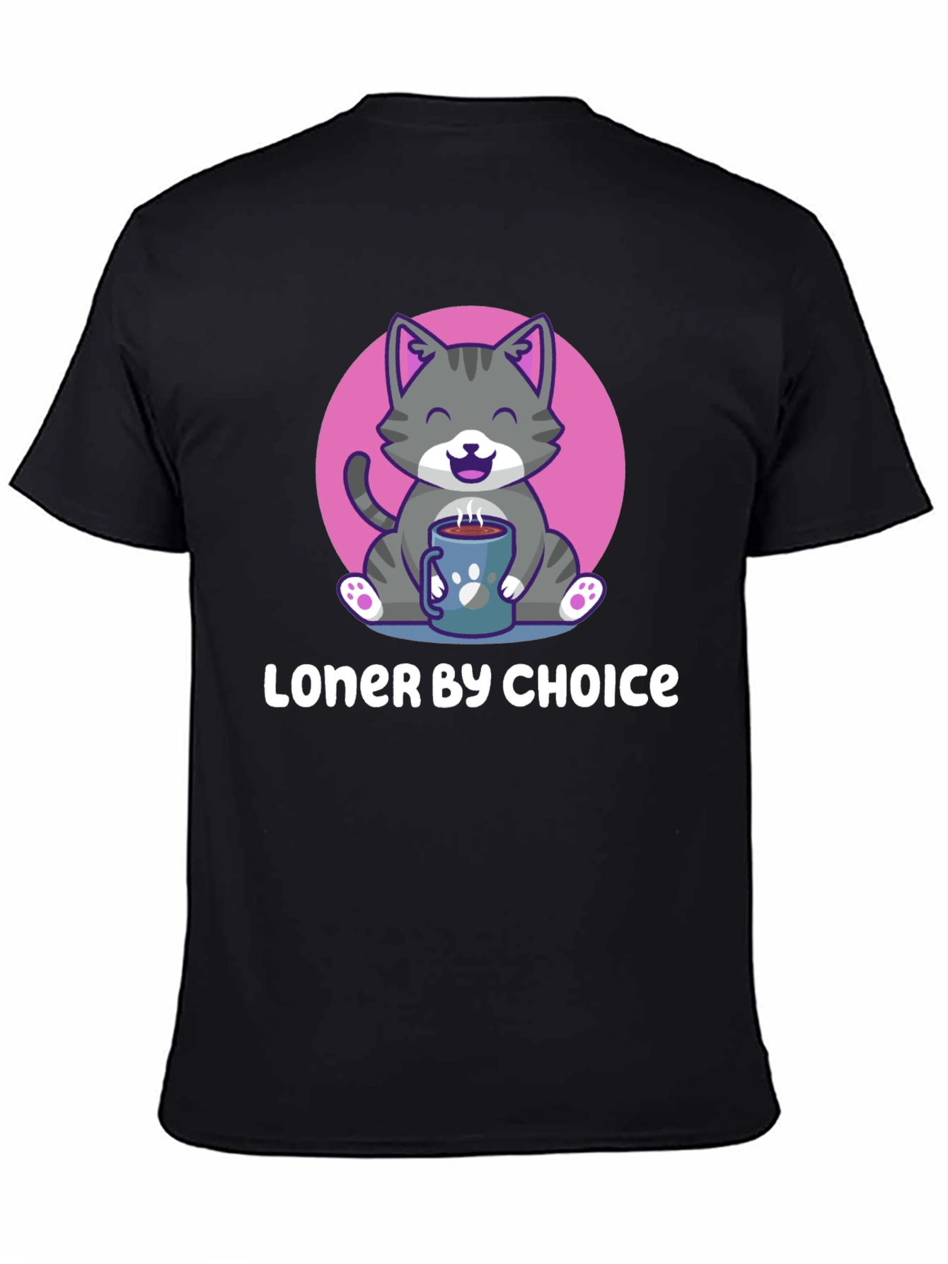 Black Loner by Choice Cat T-Shirt view 4