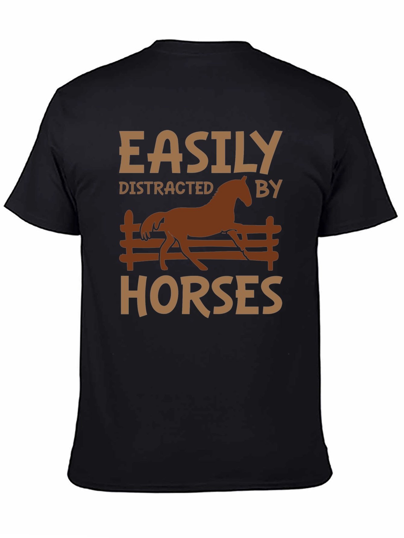 Black Easily Distracted By Horses Graphic T-Shirt view 4