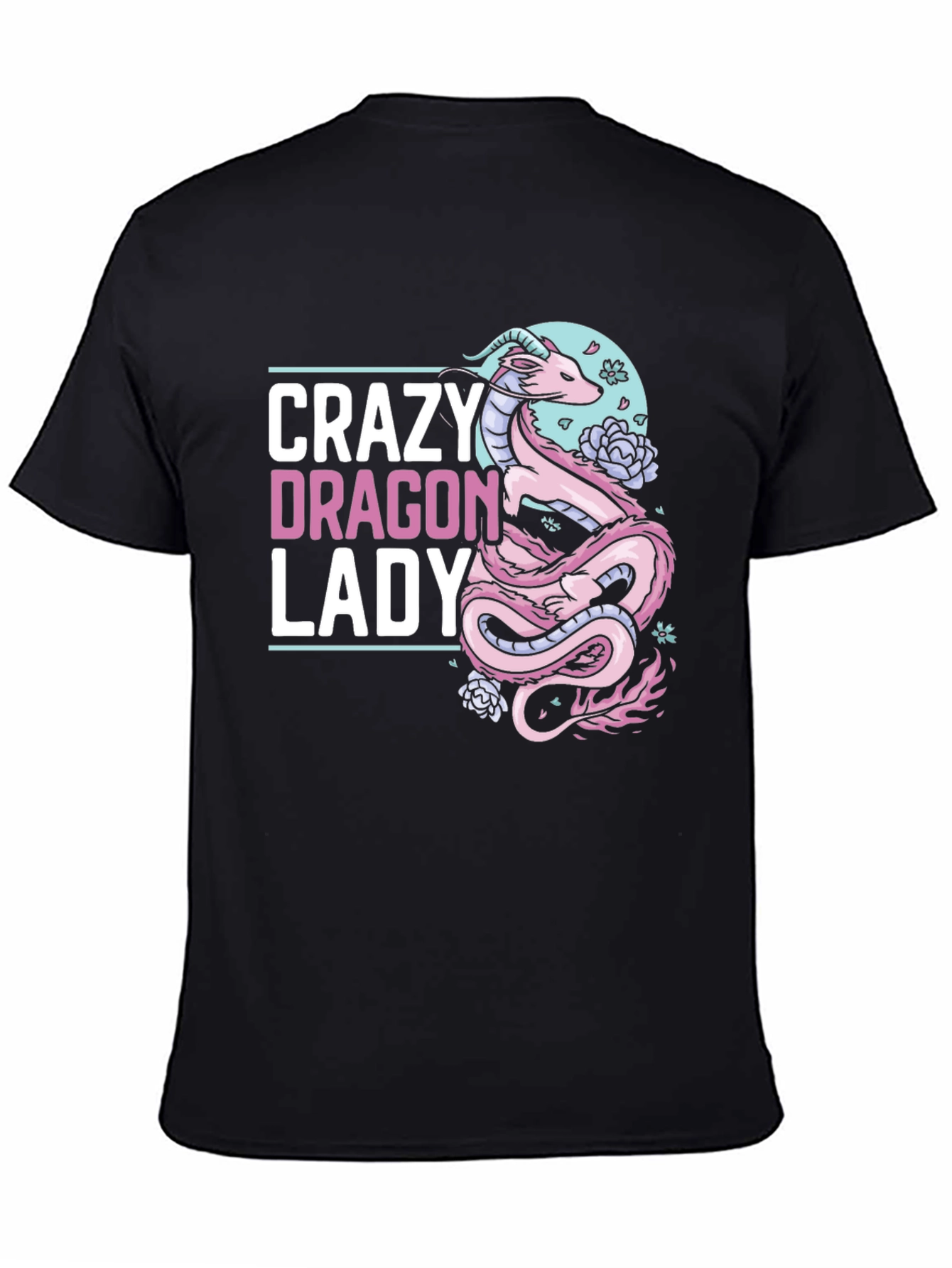 Black Crazy Dragon Lady T-Shirt - Unique Graphic Tee view 4