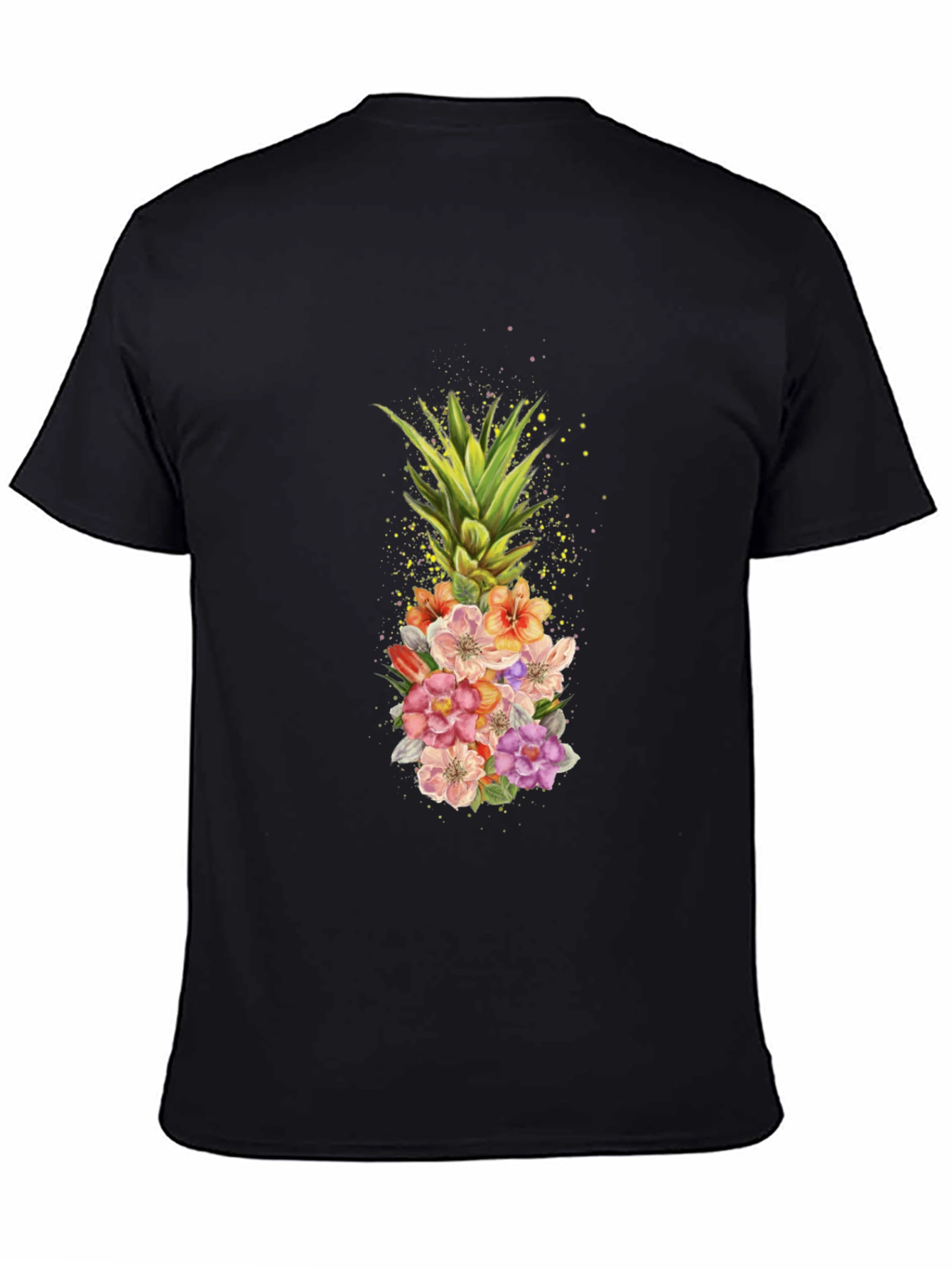 Black Floral Pineapple Graphic T-Shirt - Black view 4