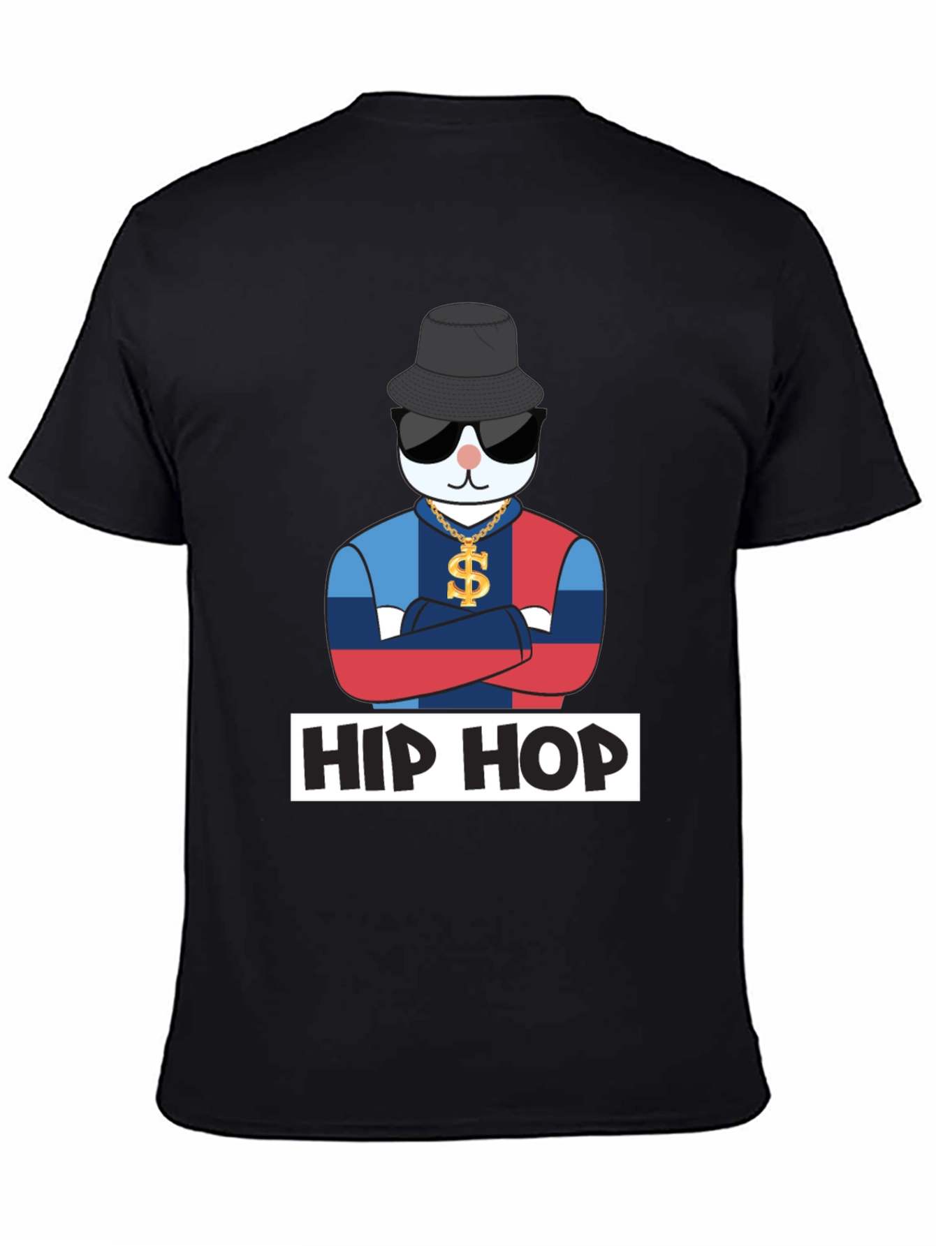 Black Hip Hop Cat T-Shirt, Fun Design view 4