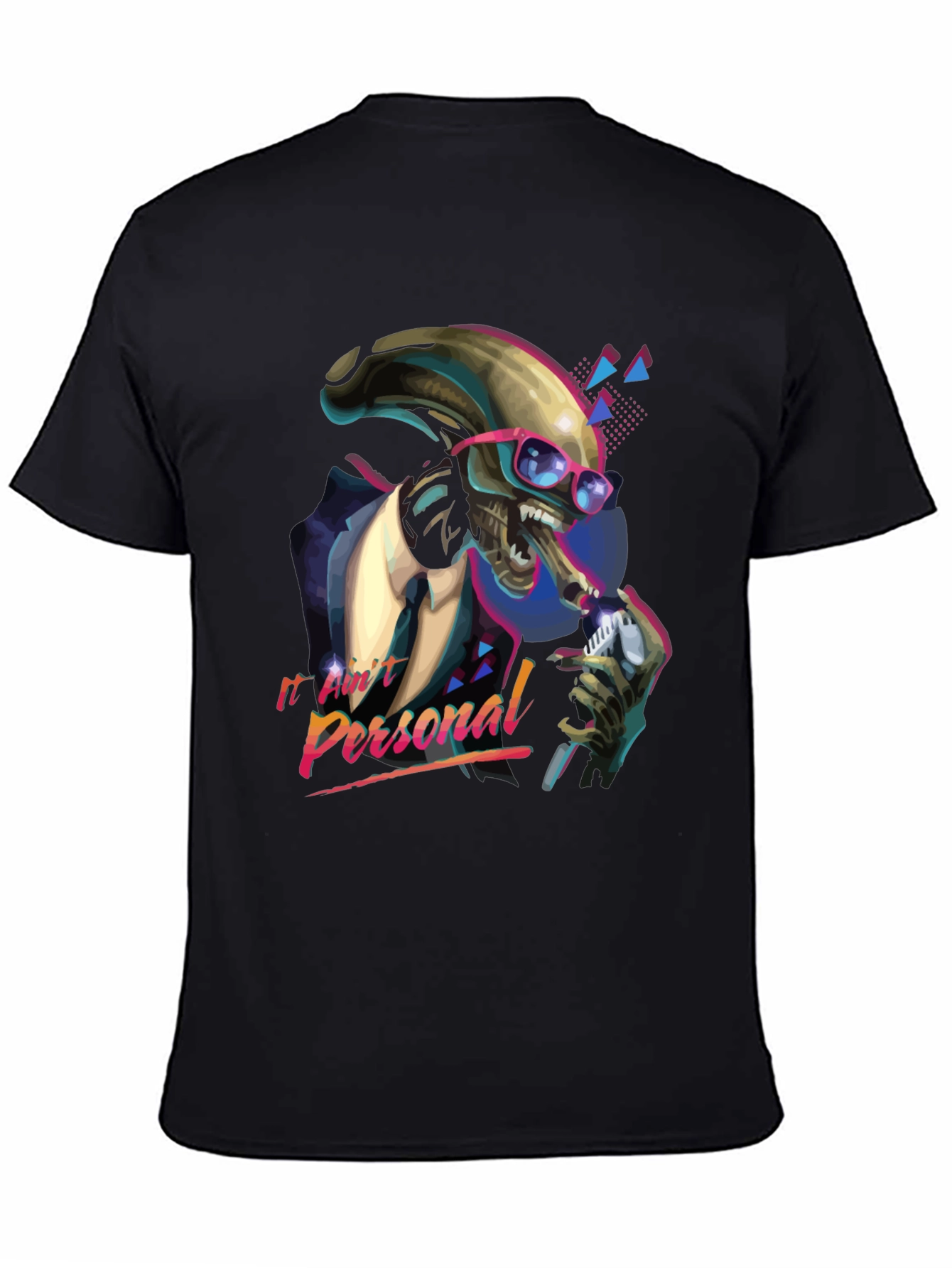 Black Retro Alien Suit T-Shirt - "It Ain't Personal" view 4
