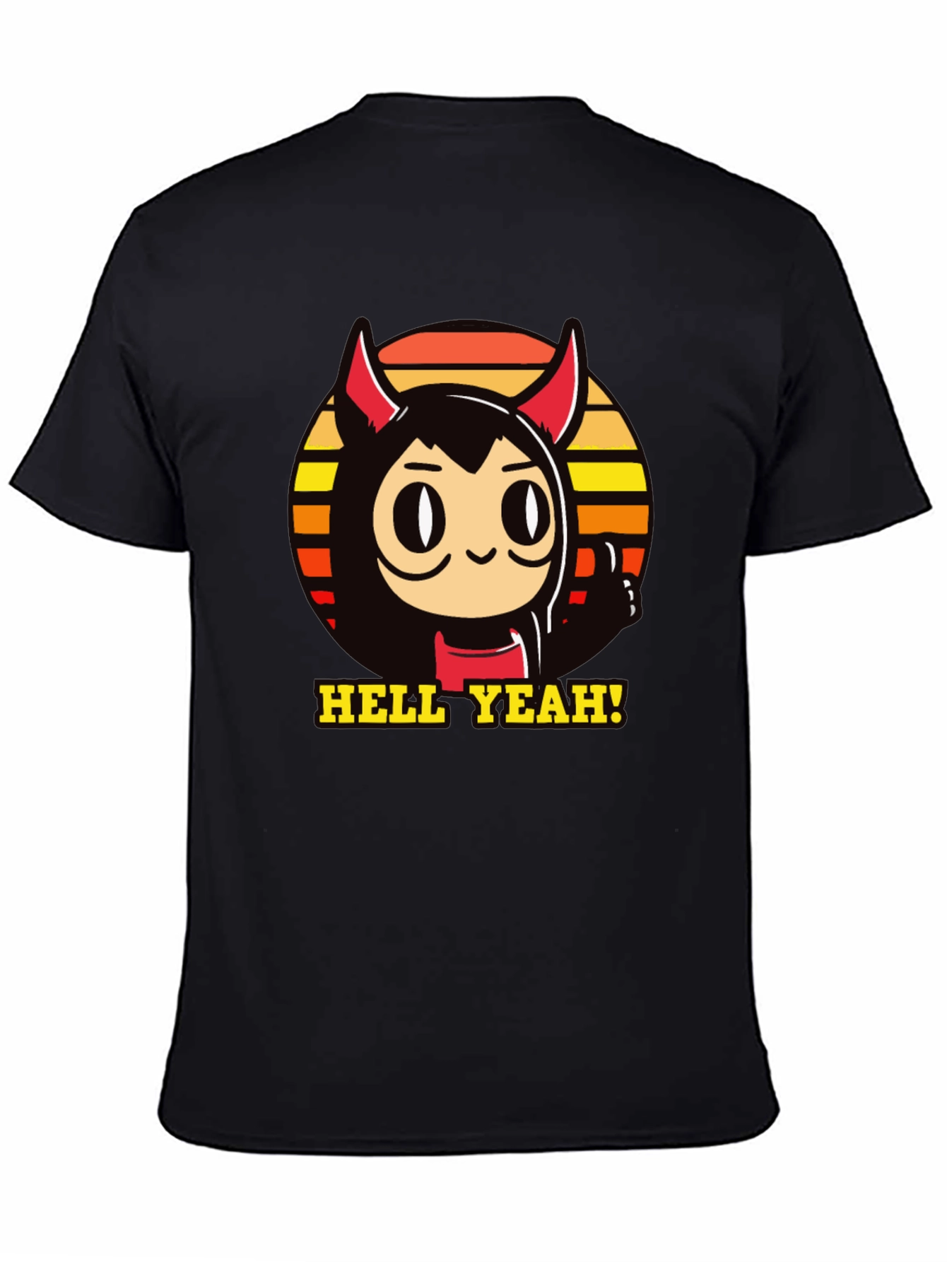 Black Hell Yeah Devil Cartoon Graphic Tee view 4