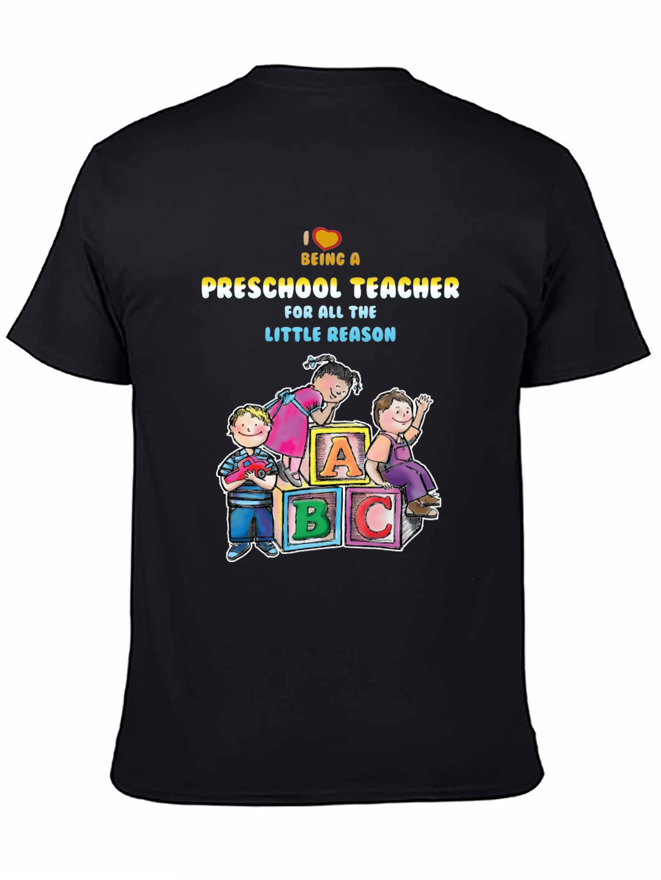 Black Preschool Teacher Graphic Tee view 4