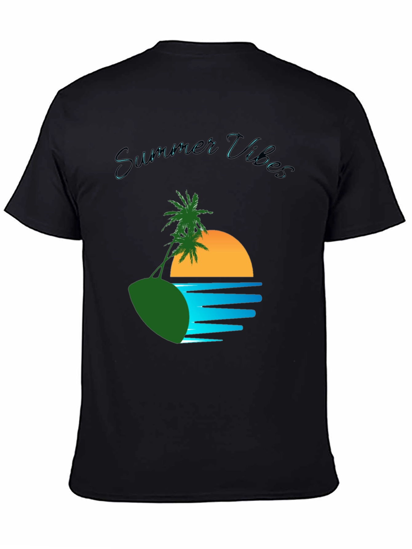 Black Summer Vibes Graphic T-Shirt view 4