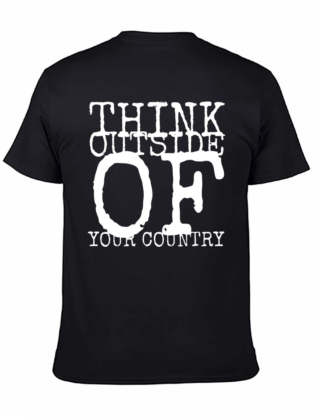 Black Think Outside Your Country T-Shirt, Novelty Graphic Tee view 4