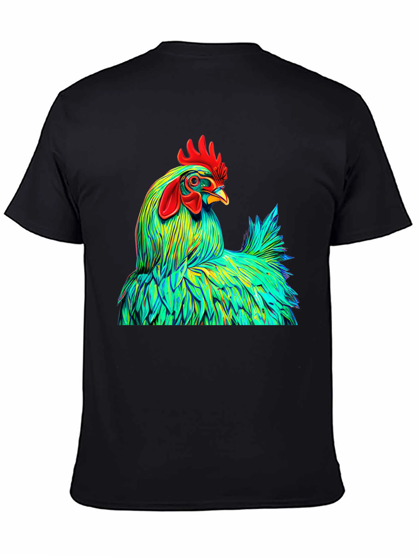 Black Vibrant Rooster Graphic Tee - Bold Style view 4