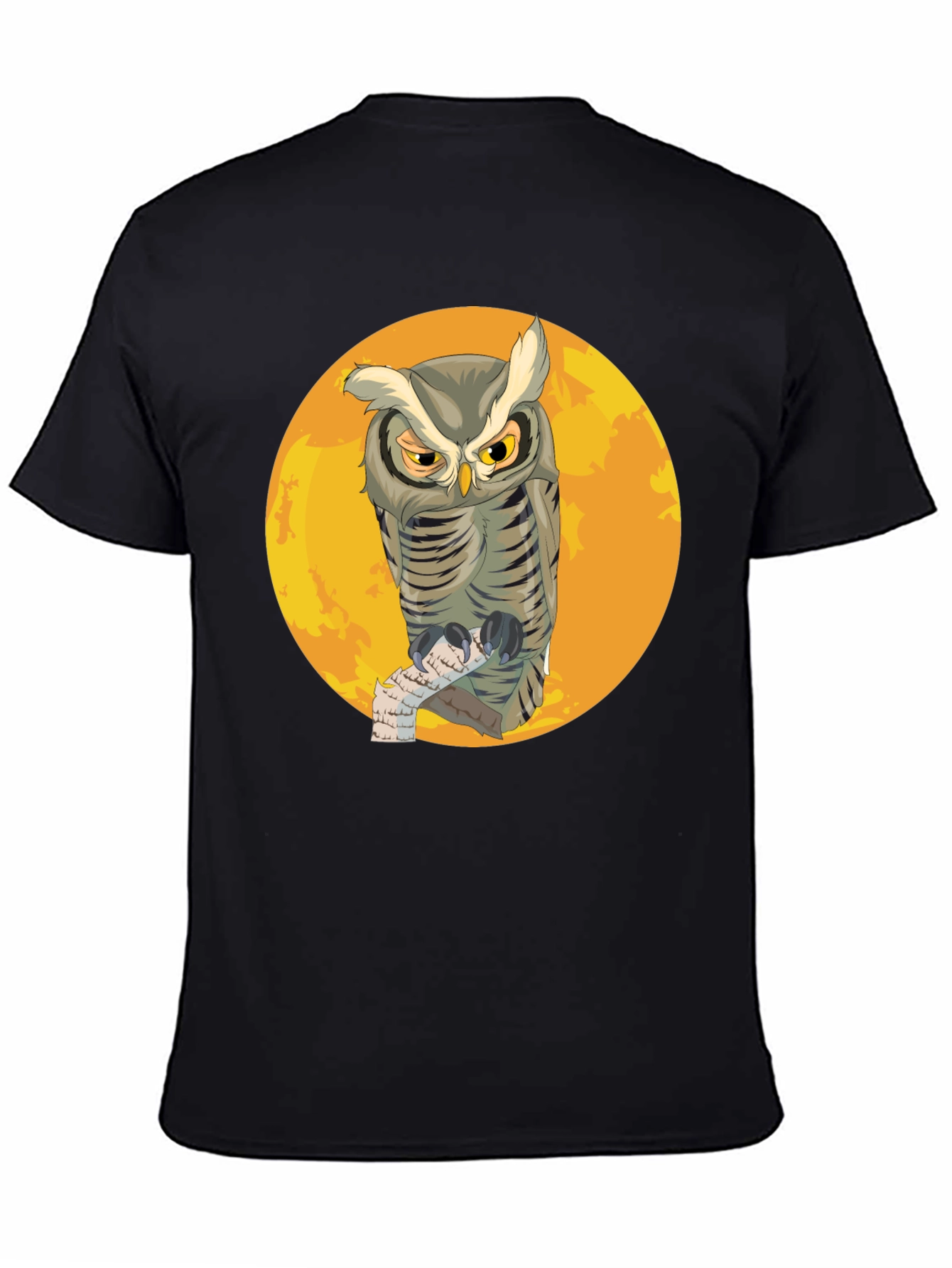 Black Owl & Moon Graphic Print Black T-Shirt view 4