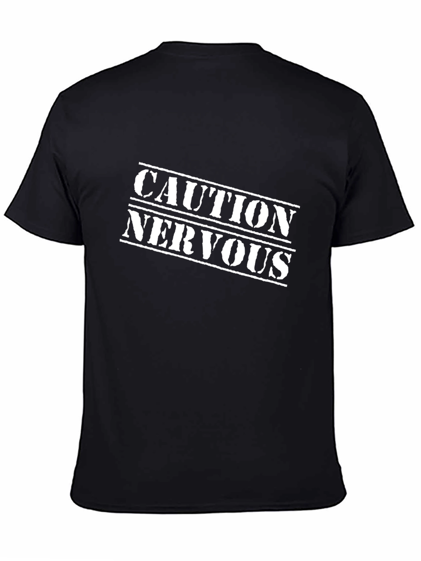 Black Caution Nervous Graphic T-Shirt - Black Cotton Tee view 4