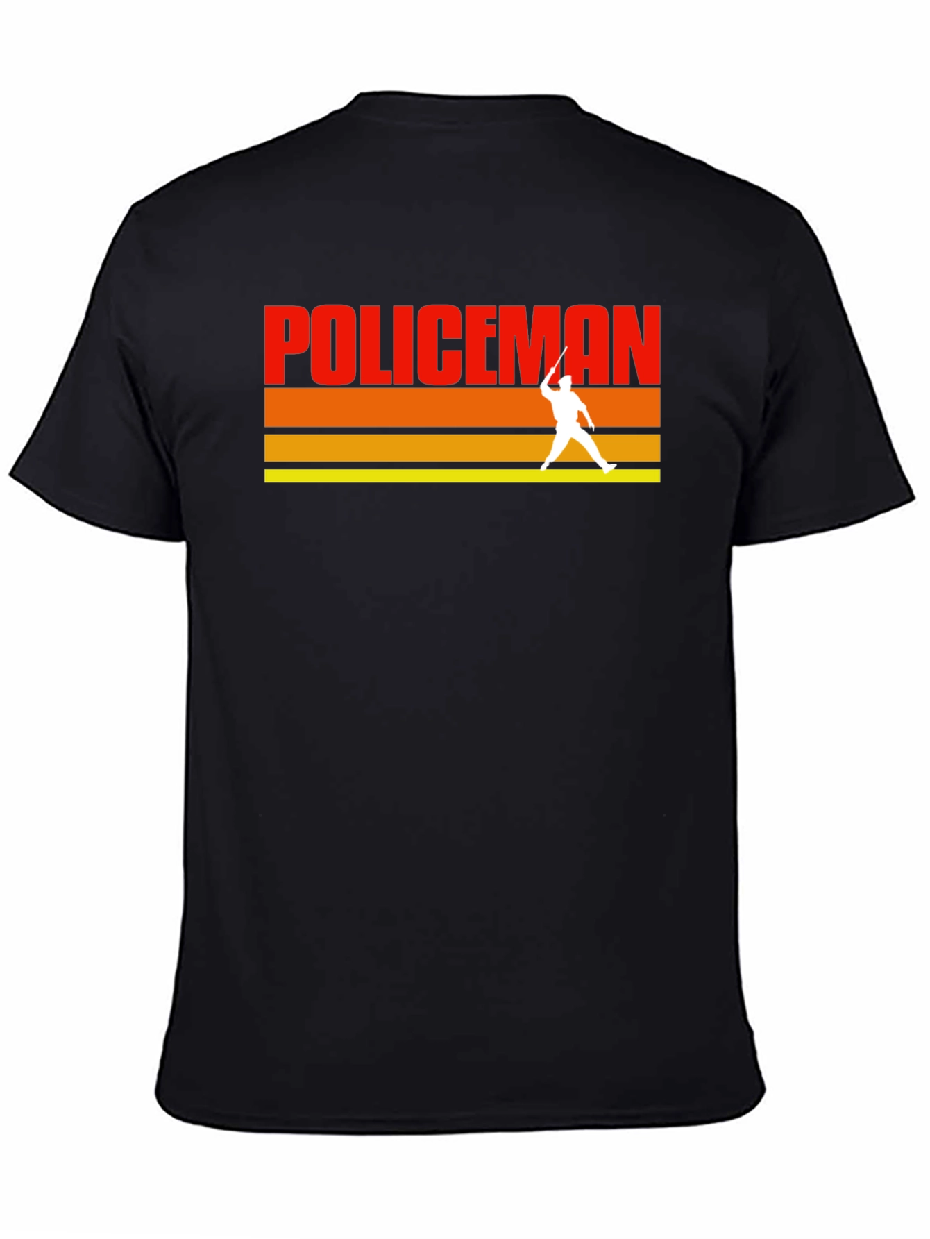 Black Vintage Policeman Silhouette T-Shirt view 4