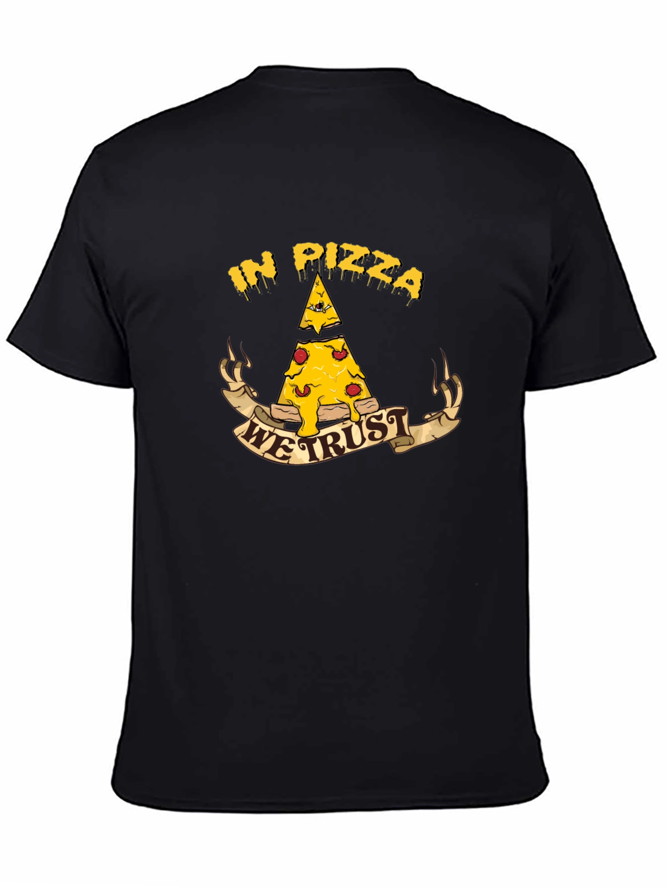 Black In Pizza We Trust T-Shirt - Funny Foodie Tee view 4