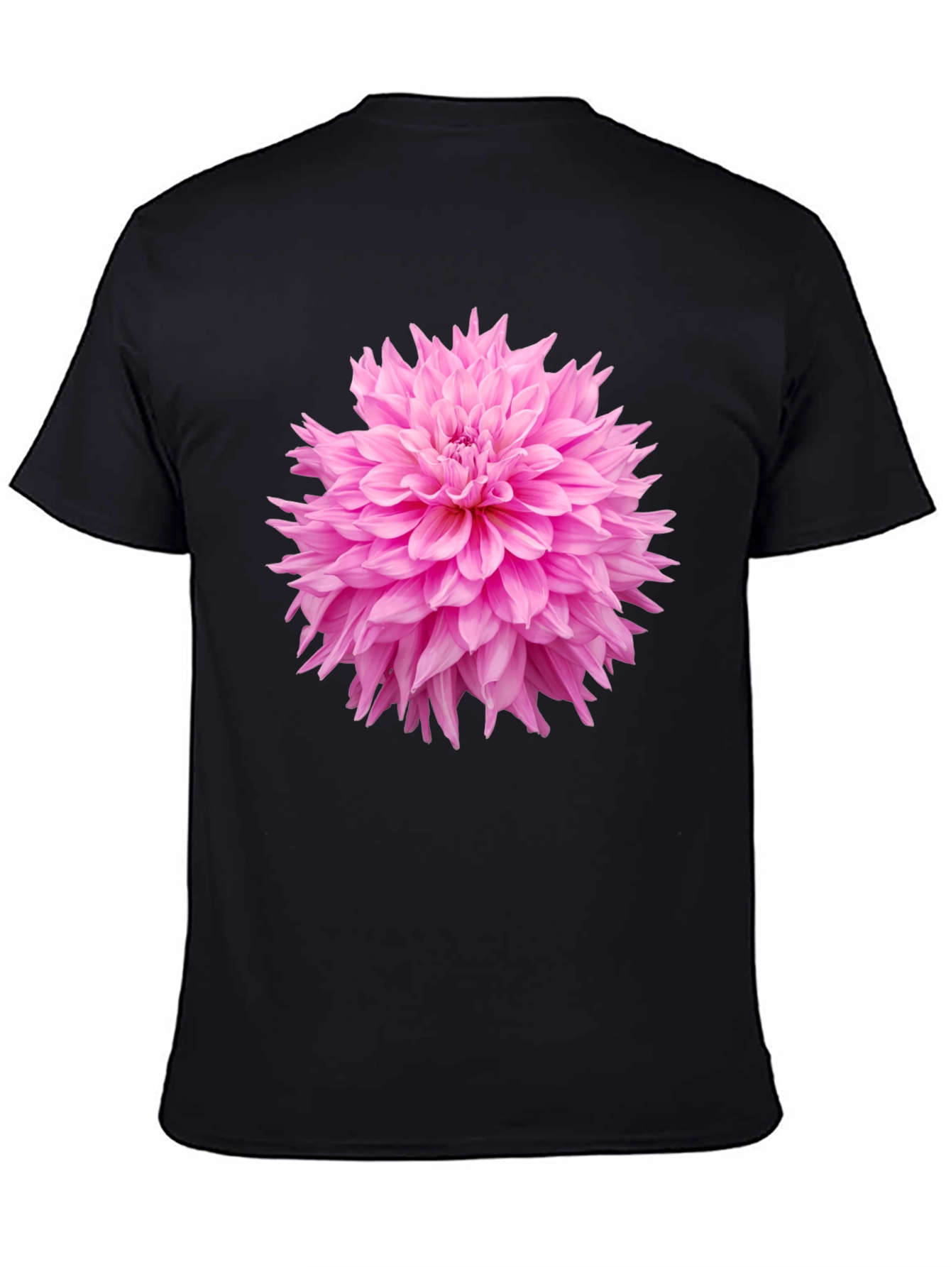 Black Black T-Shirt with Pink Flower Graphic view 4