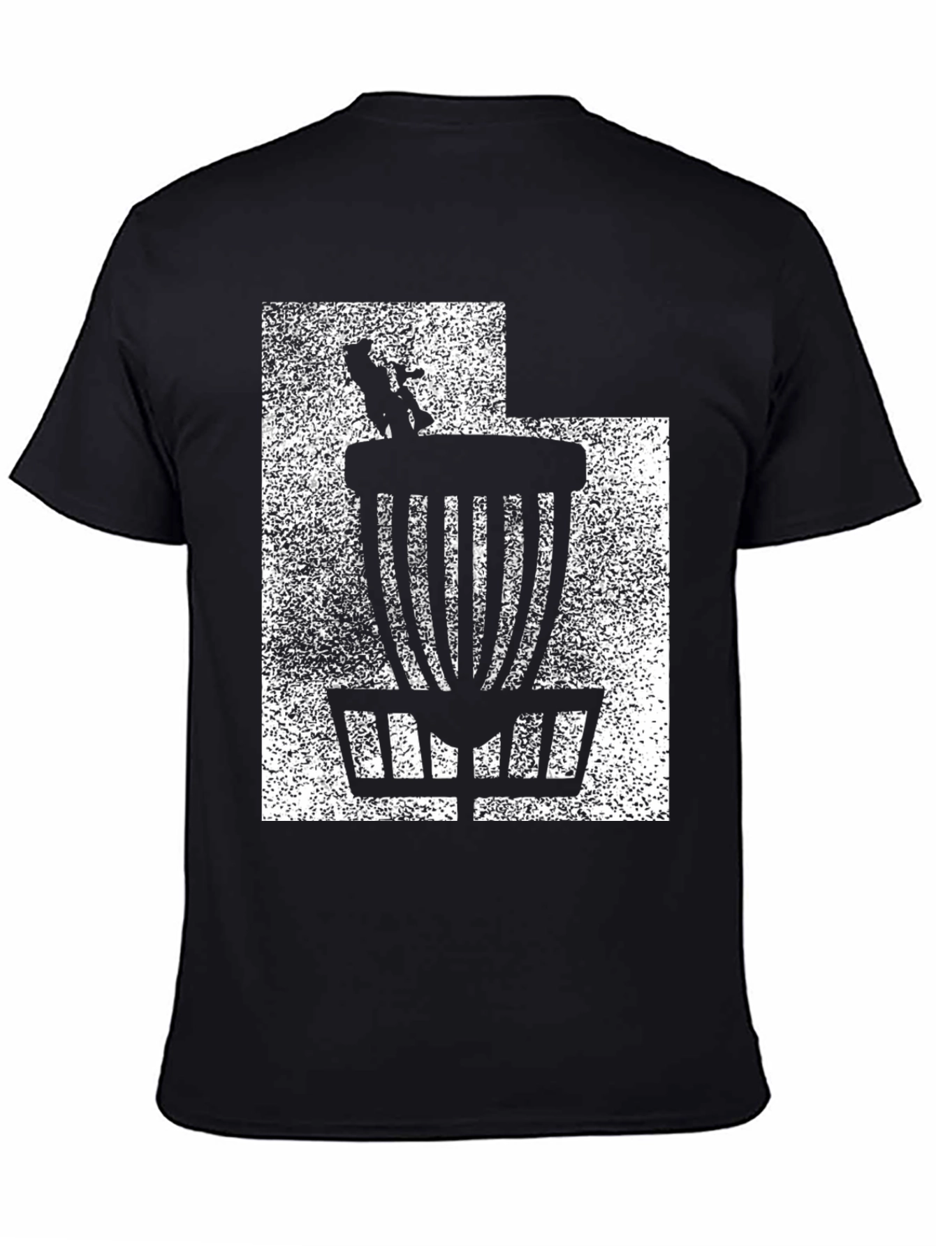 Black Disc Golf Basket Graphic T-Shirt view 4