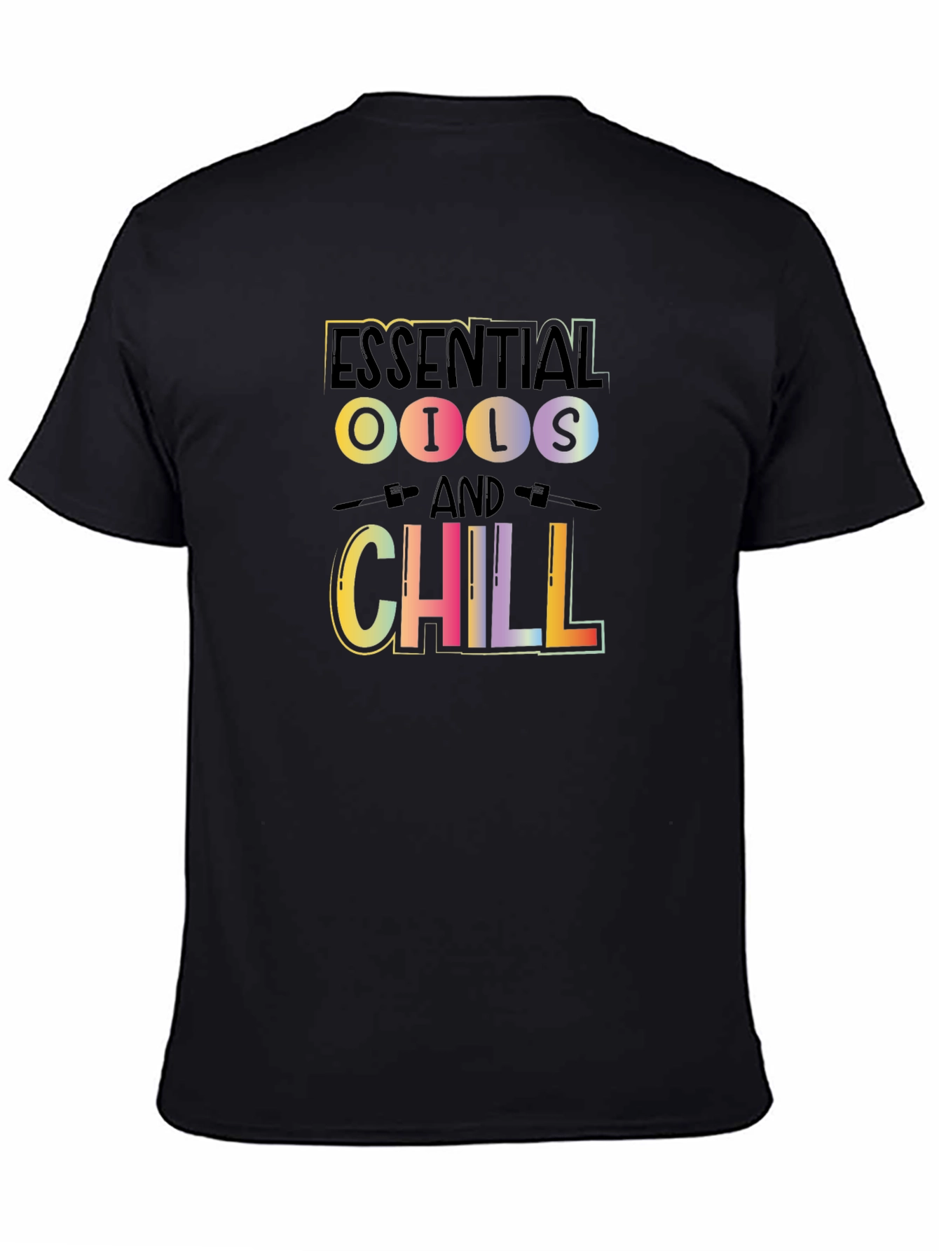 Black Essential Oils & Chill Black Graphic Tee view 4