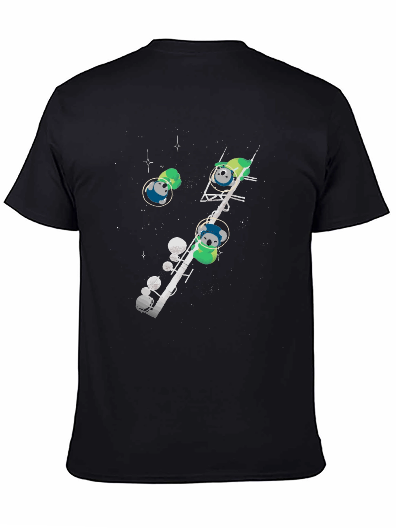 Black Space Koala T-Shirt - Astronaut Design view 4