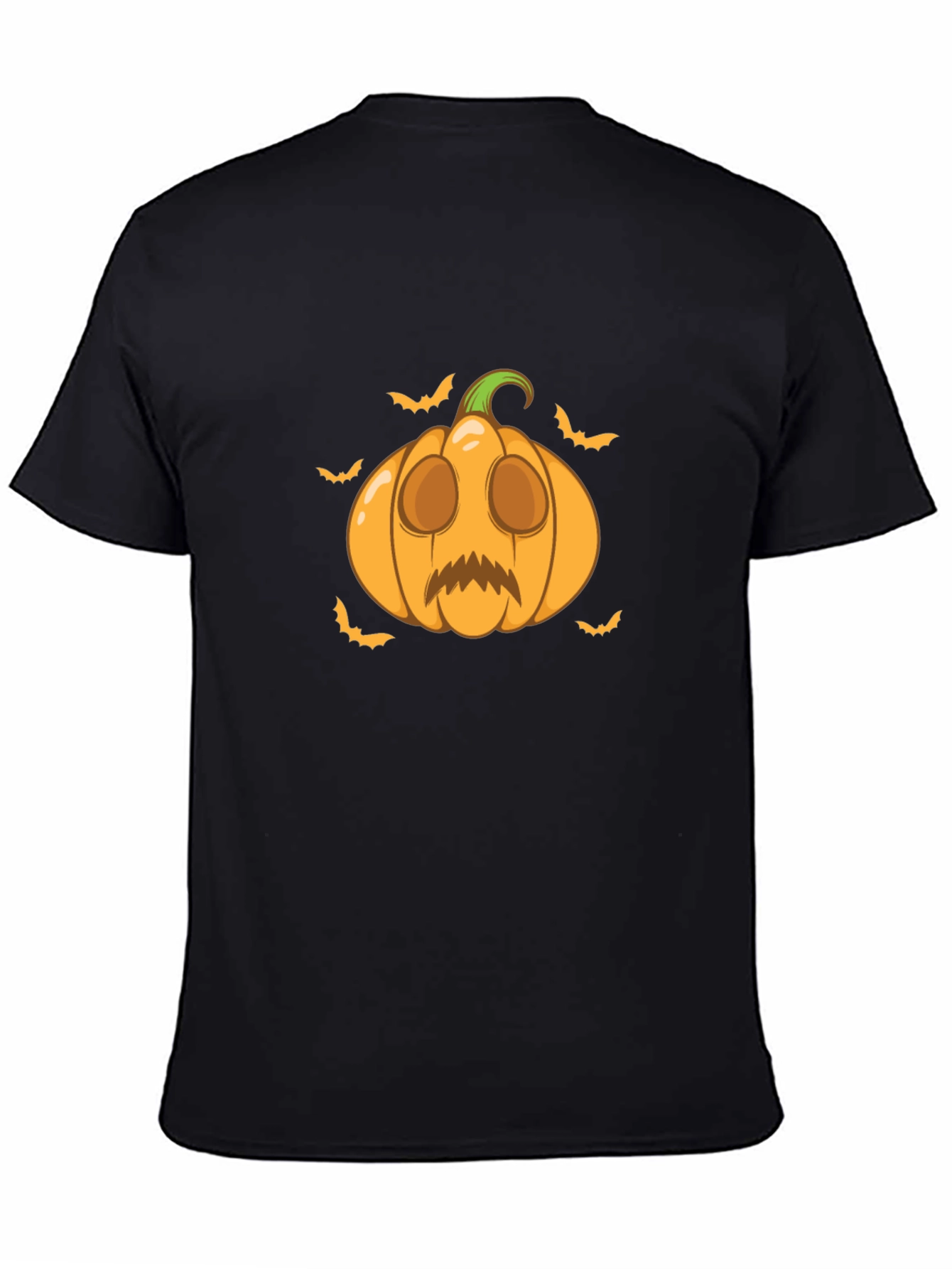 Black Halloween Pumpkin Graphic Tee - Spooky Season Shirt view 4