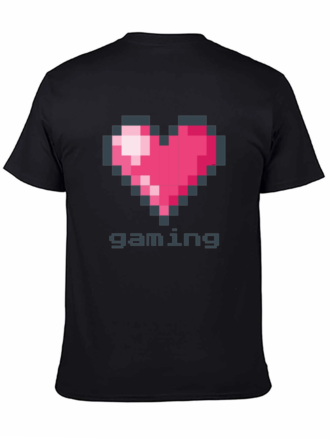 Black Pixel Heart Gaming T-Shirt view 4