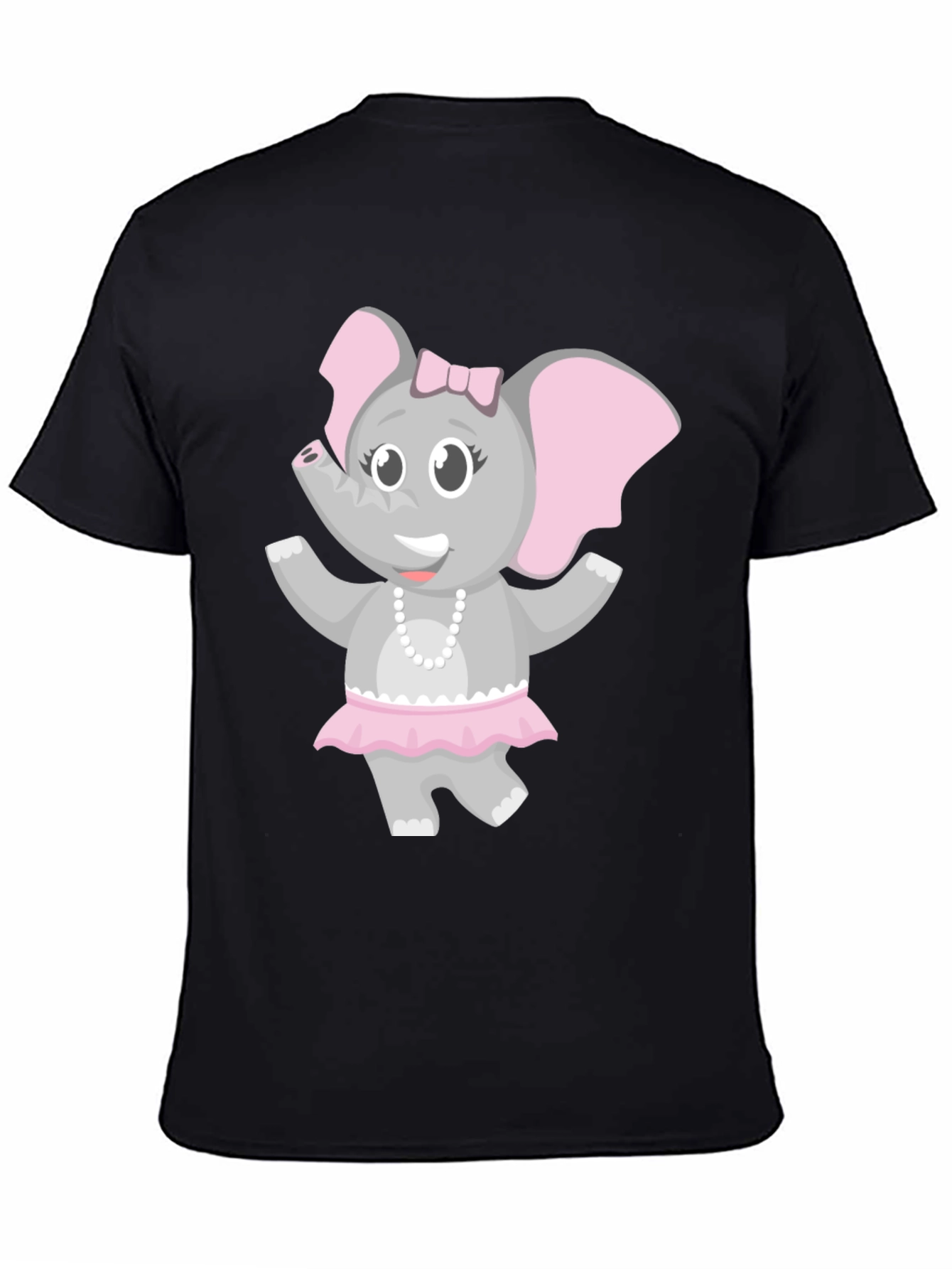Black Cute Elephant Girl T-Shirt view 4