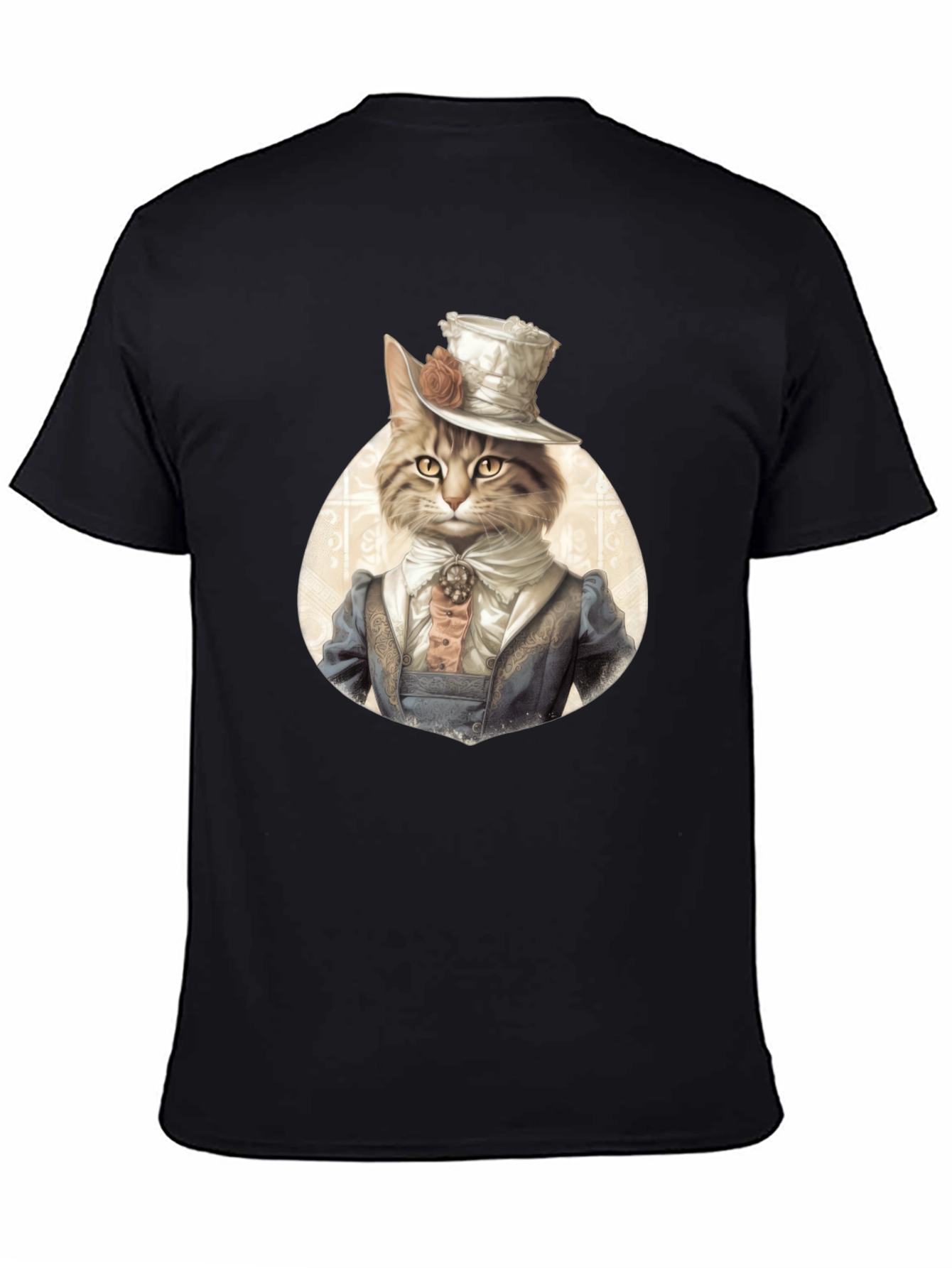 Black Steampunk Cat T-Shirt - Unique Design view 4