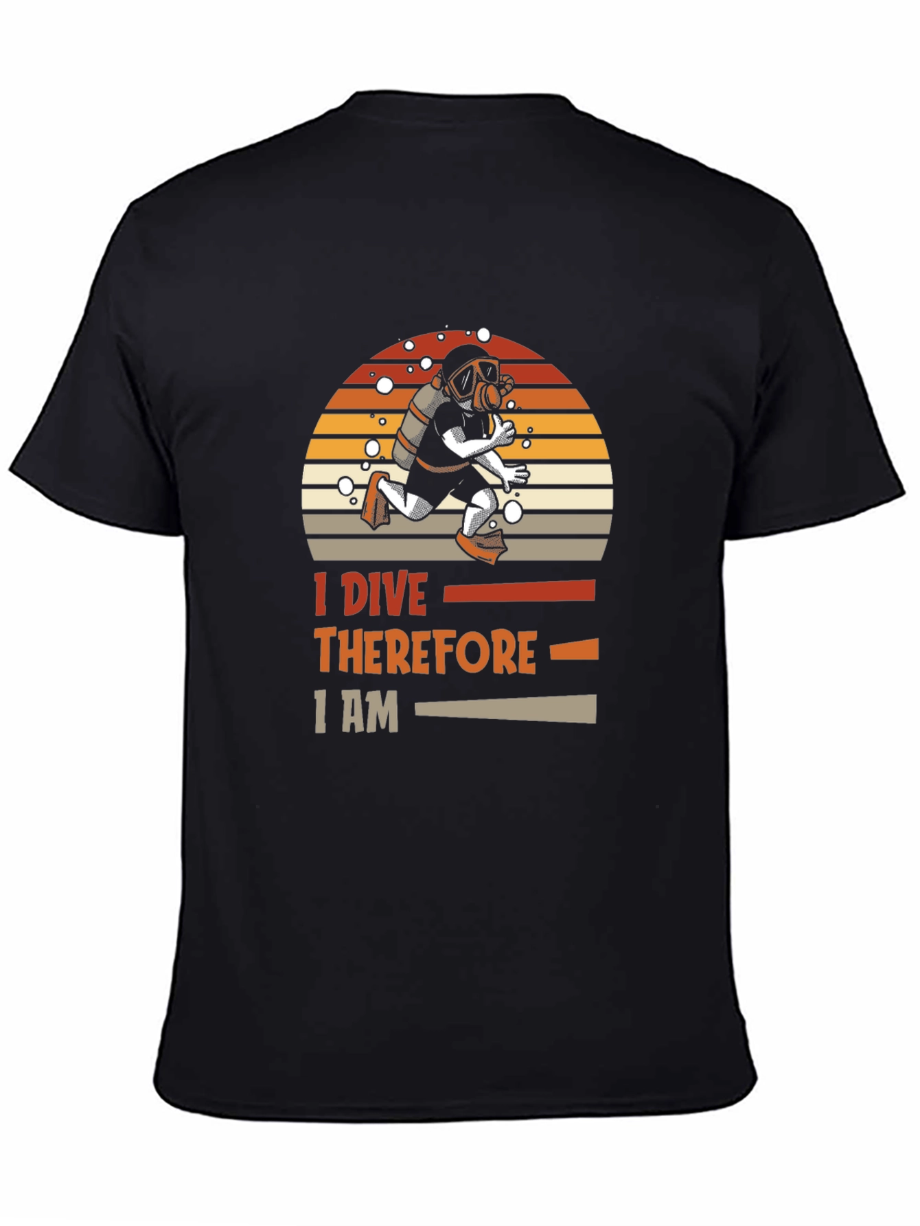 Black I Dive Therefore I Am Graphic T-Shirt view 4