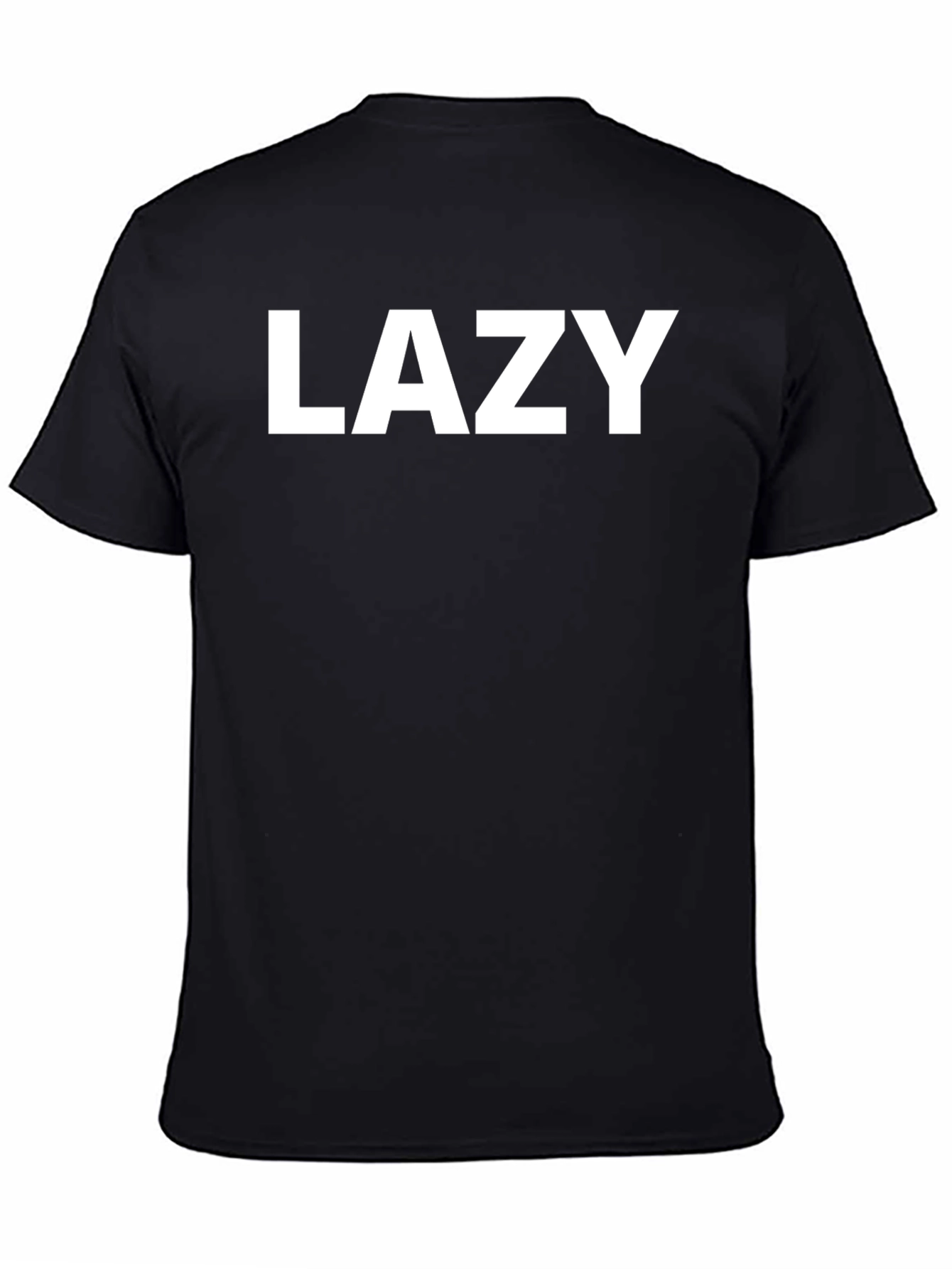 Black Men's "Lazy" Graphic Tee - Casual Black T-Shirt view 4