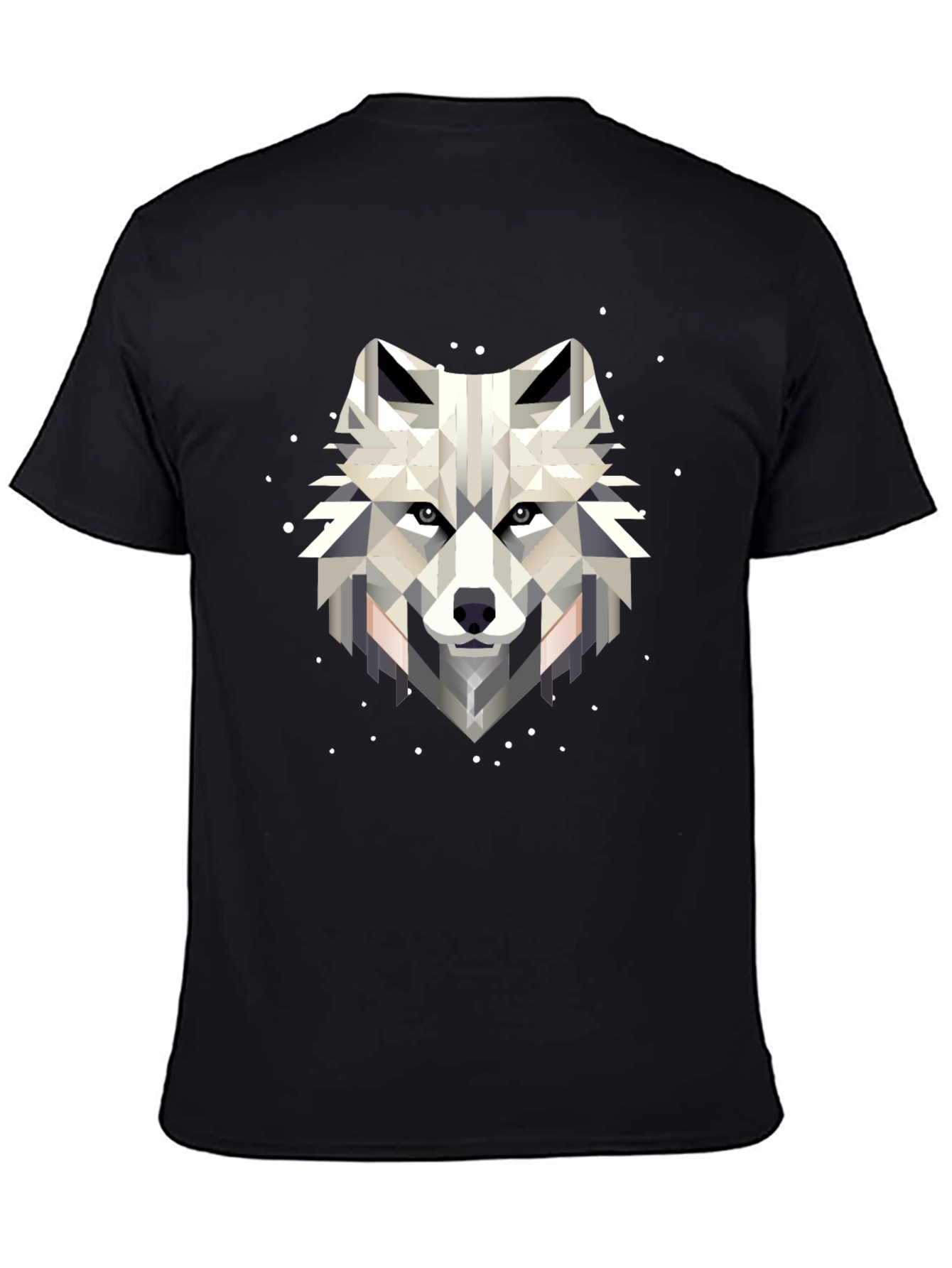 Black Geometric Wolf Graphic Black T-Shirt view 4