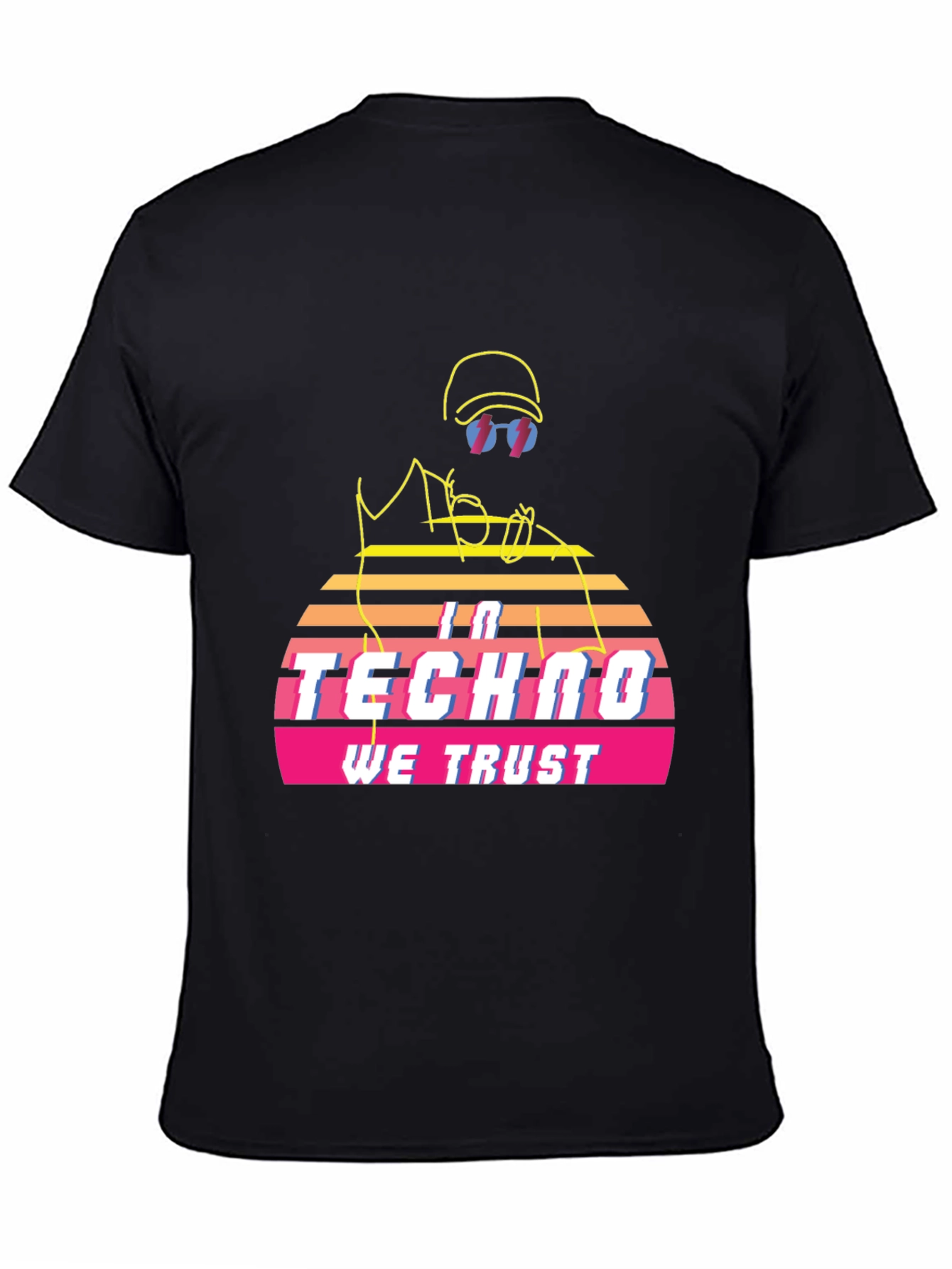 Black In Techno We Trust Retro T-Shirt - Black view 4