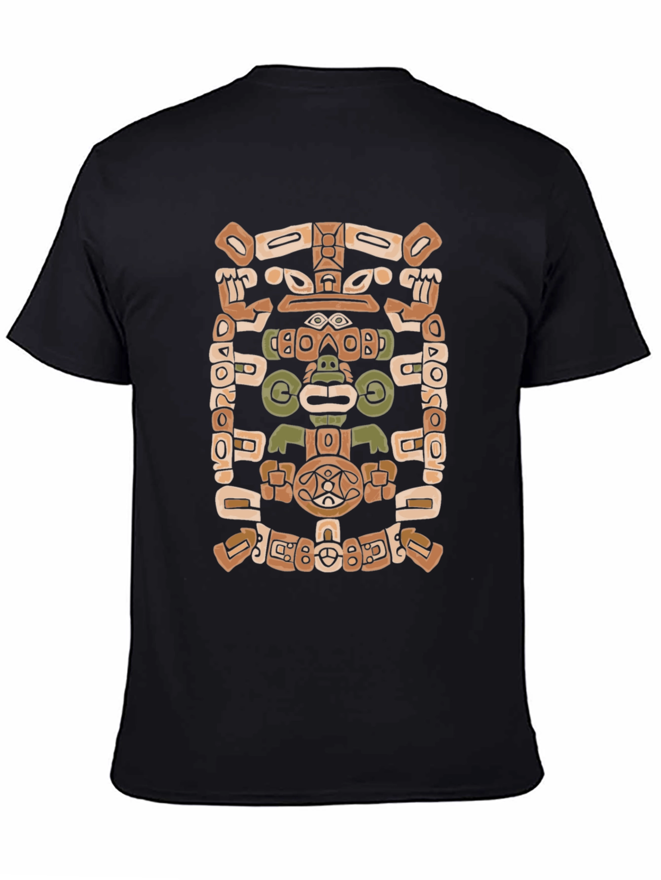 Black Aztec Glyph Black T-Shirt view 4