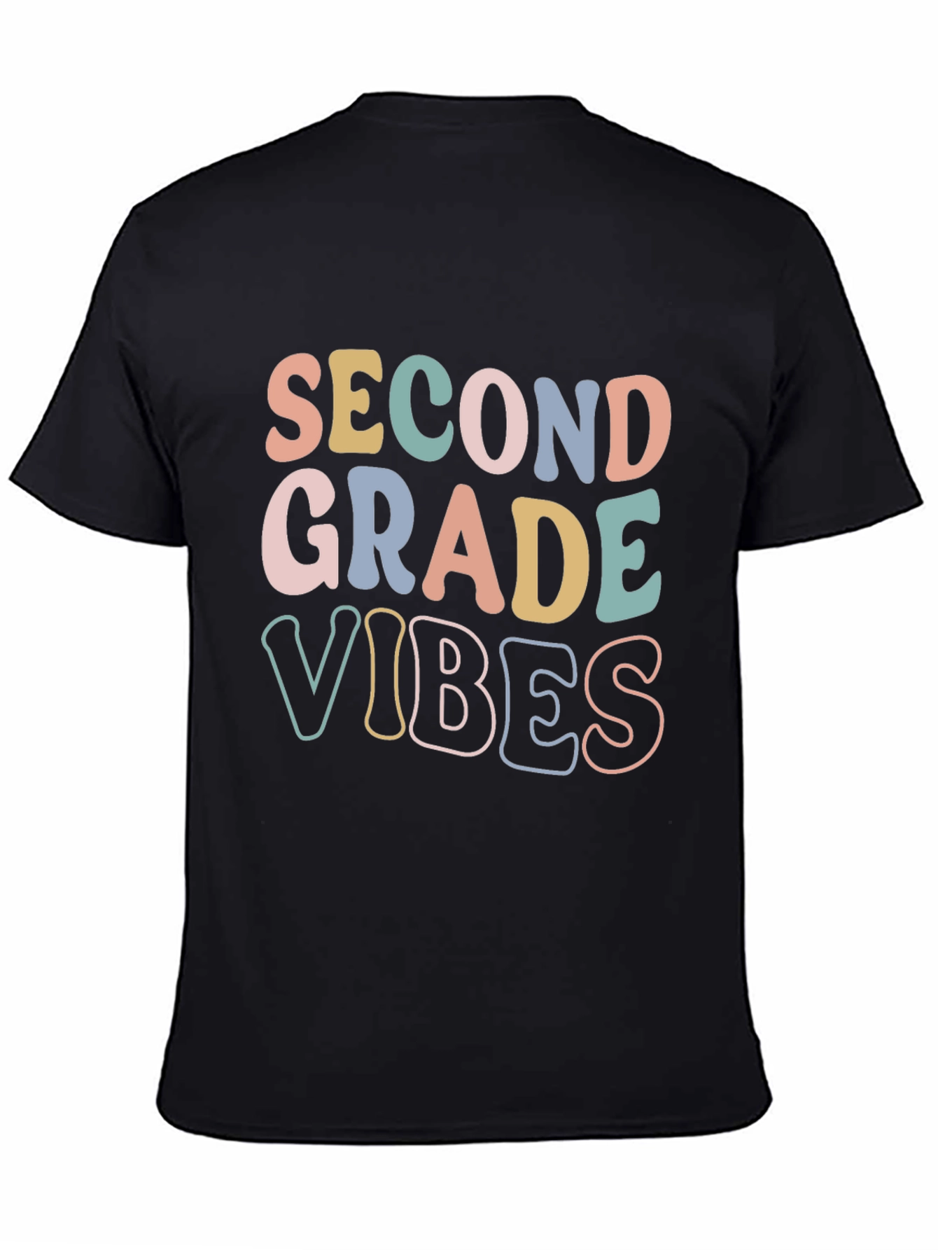 Black Second Grade Vibes Graphic T-Shirt view 4