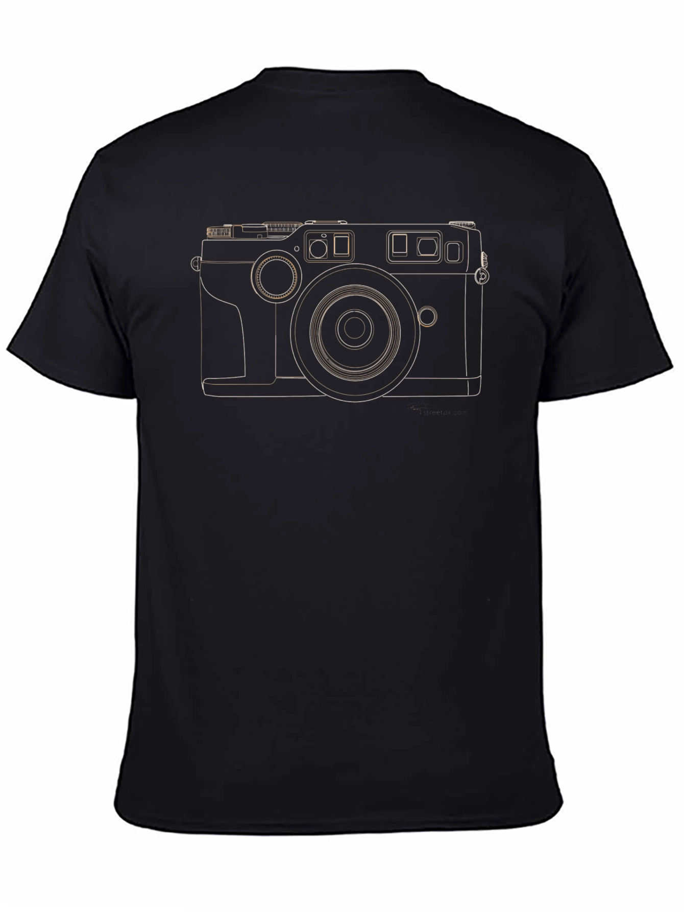 Black Retro Camera Outline Black T-Shirt view 4
