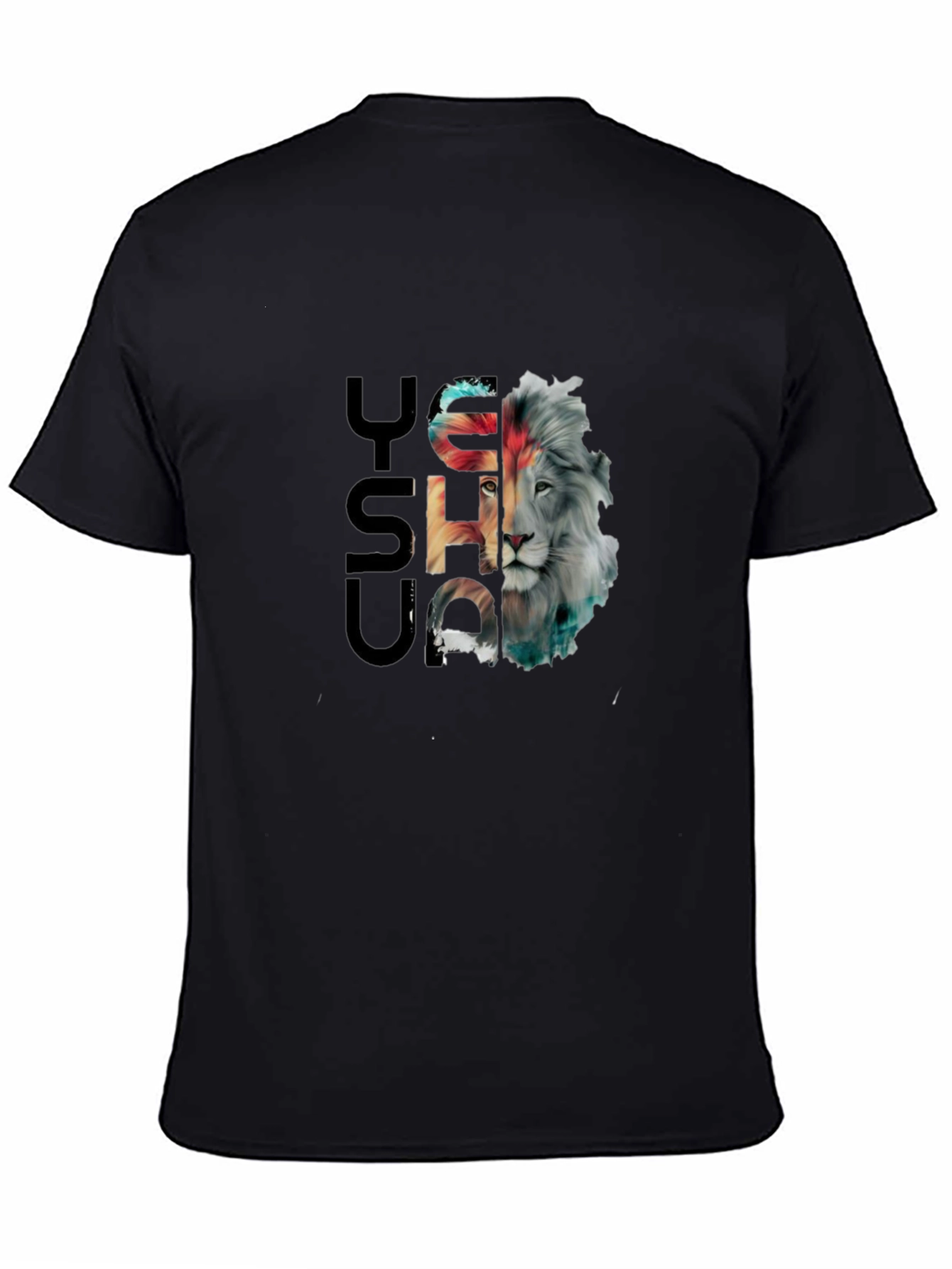 Black Yusha Lion Graphic Black Tee view 4