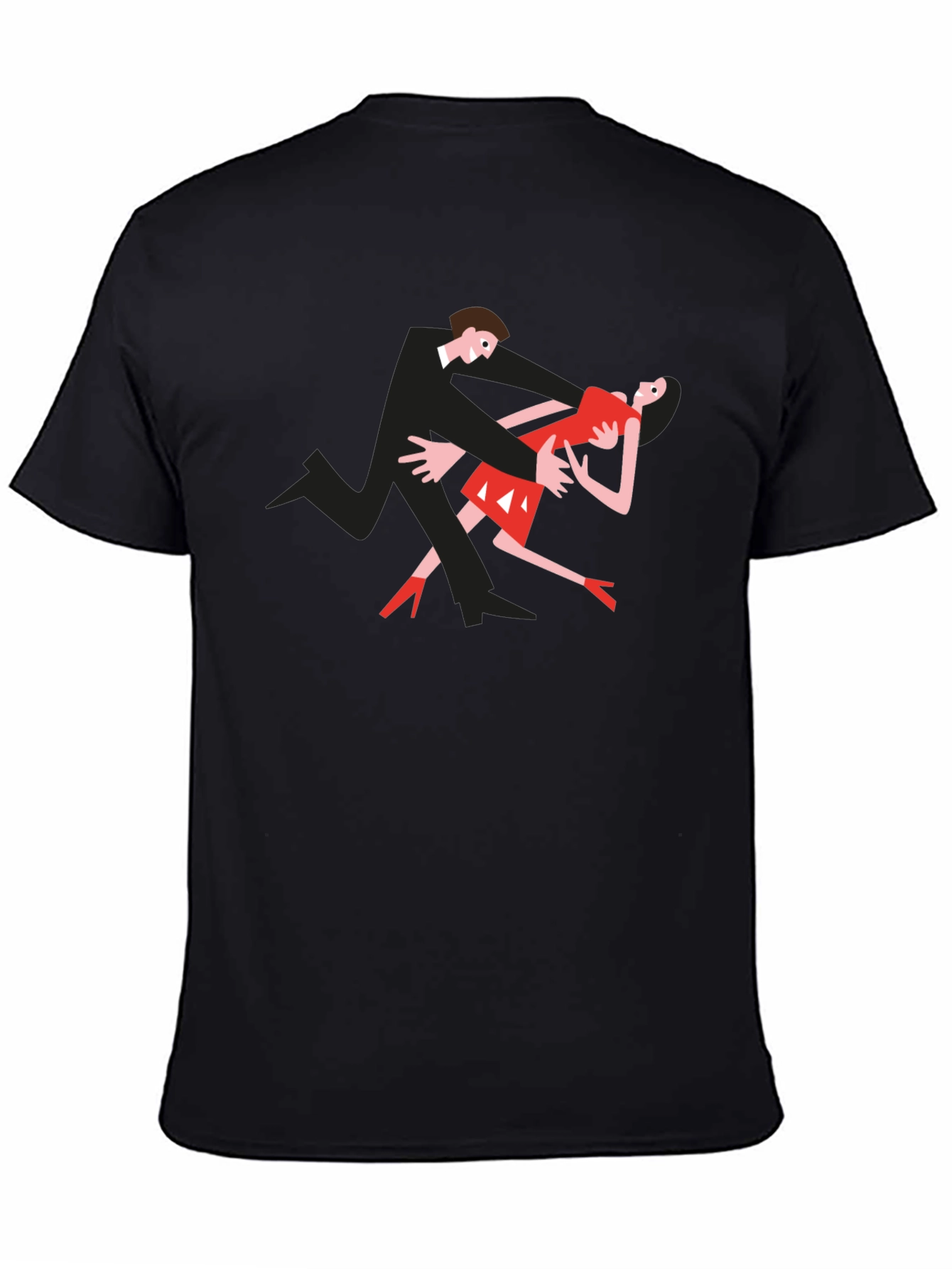 Black Dancing Couple Graphic Tee - Black Cotton T-Shirt view 4
