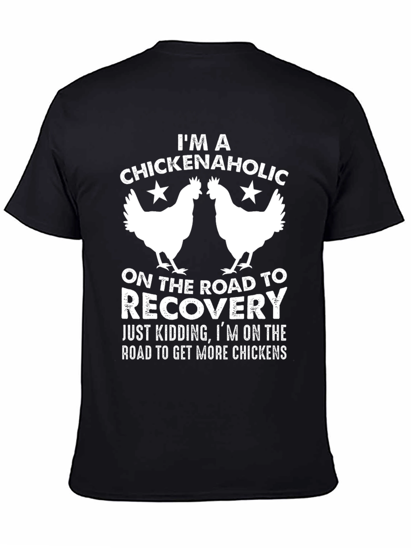 Black Chickenaholic T-Shirt - Funny Chicken Lover Tee view 4