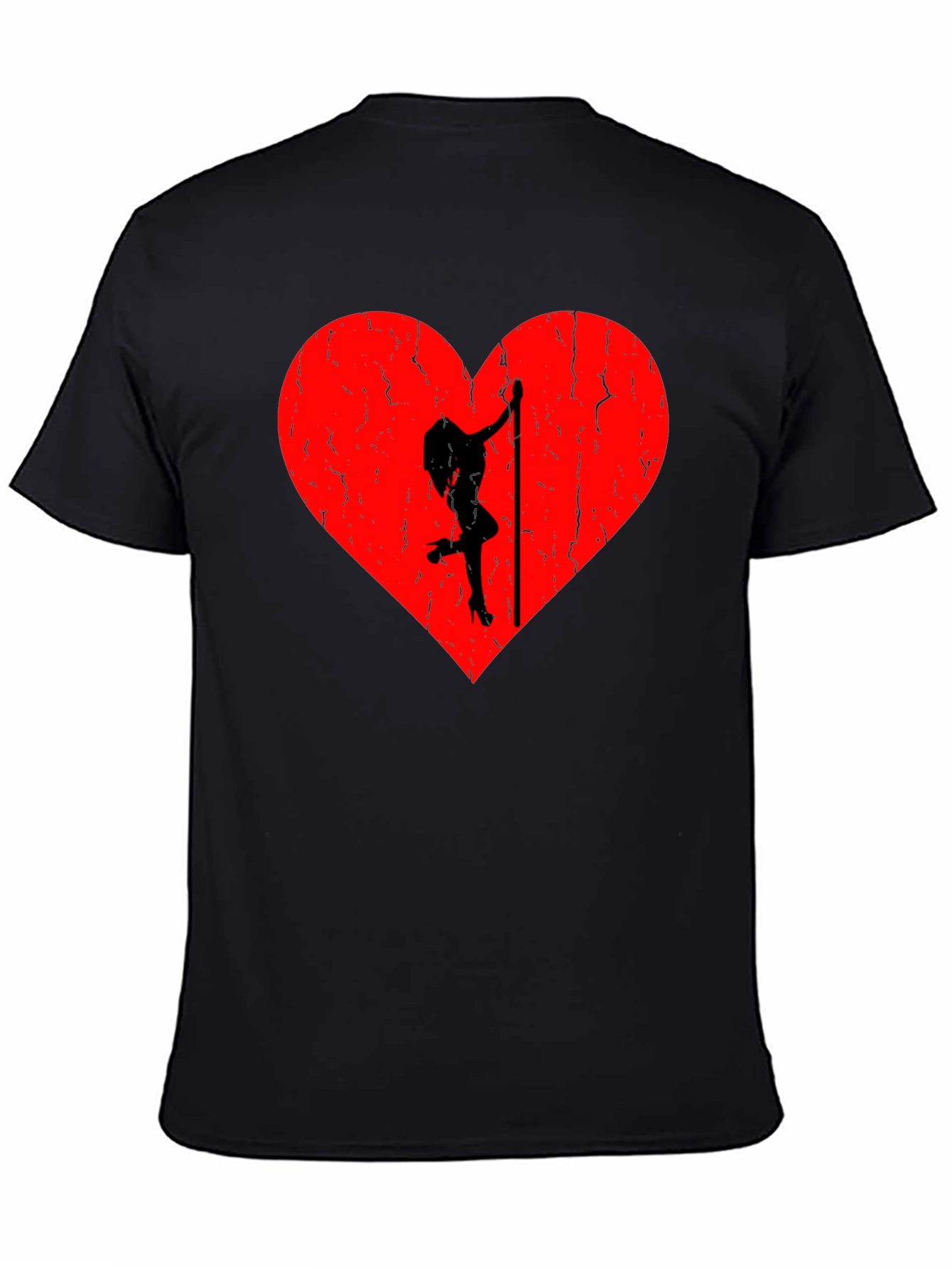 Black Heart Pole Dancer Graphic Tee - Black view 4