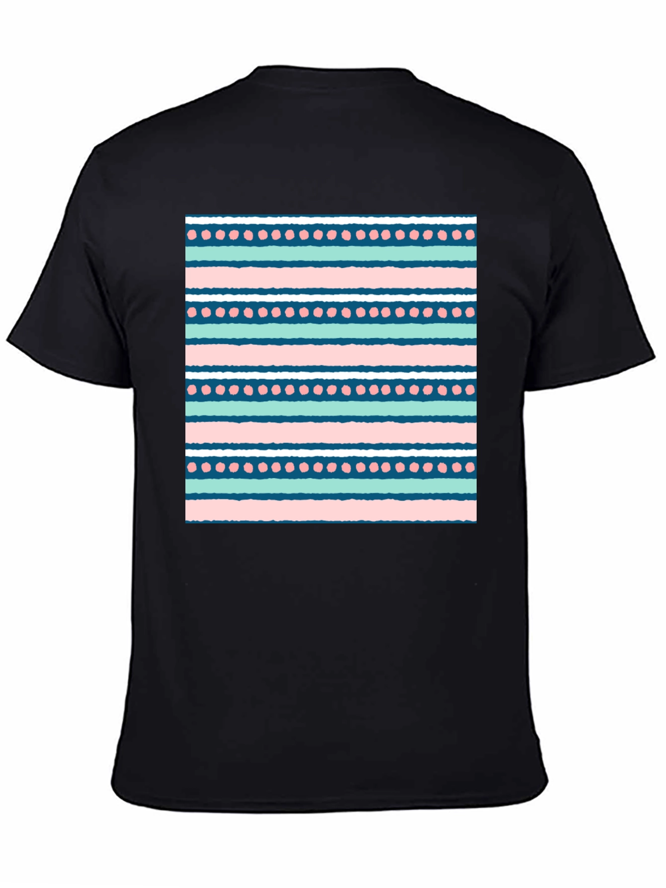 Black Striped Pattern Men's Black Tee view 4