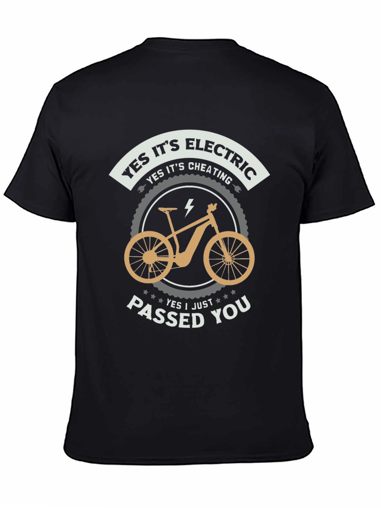 Black Electric Bike T-Shirt - Yes, It's Cheating view 4