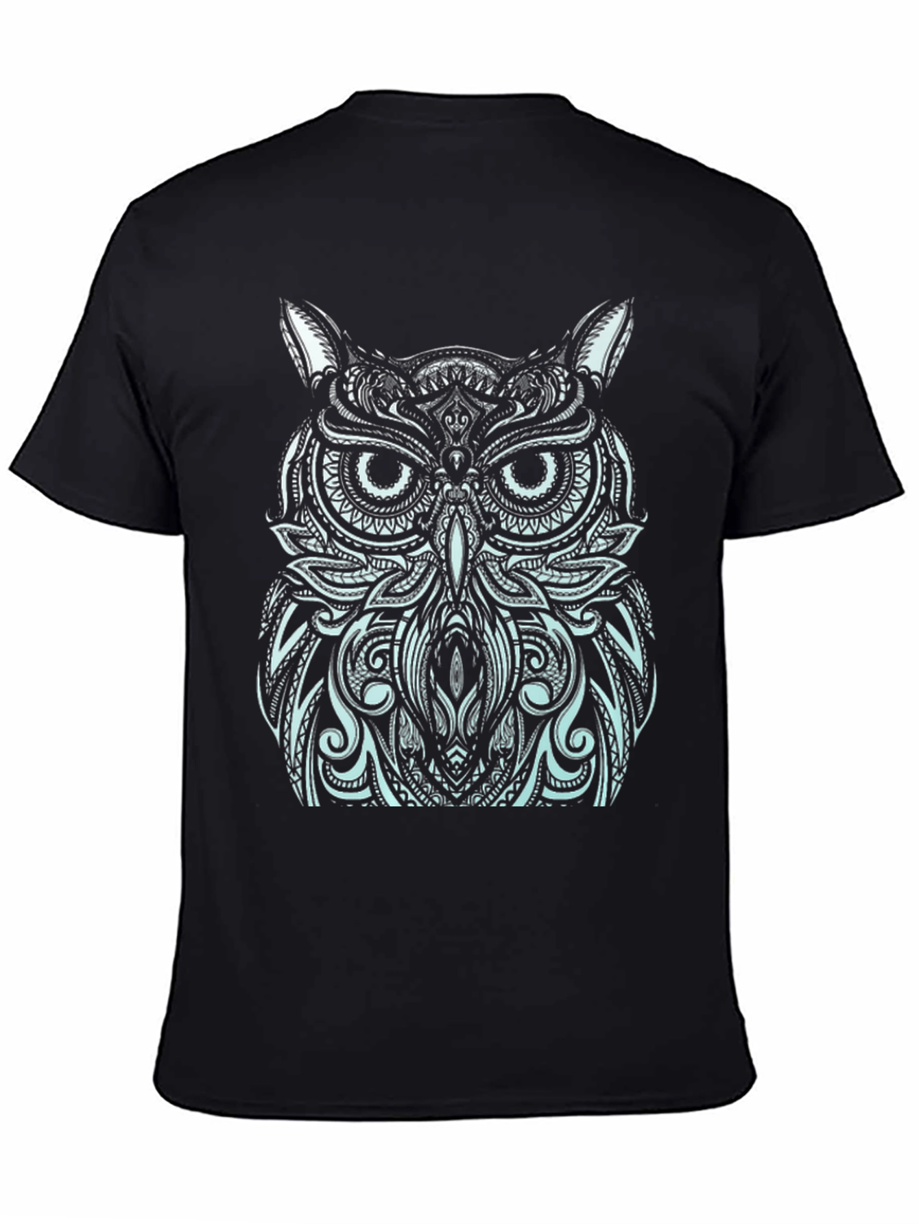 Black Owl Graphic Print Black T-Shirt view 4