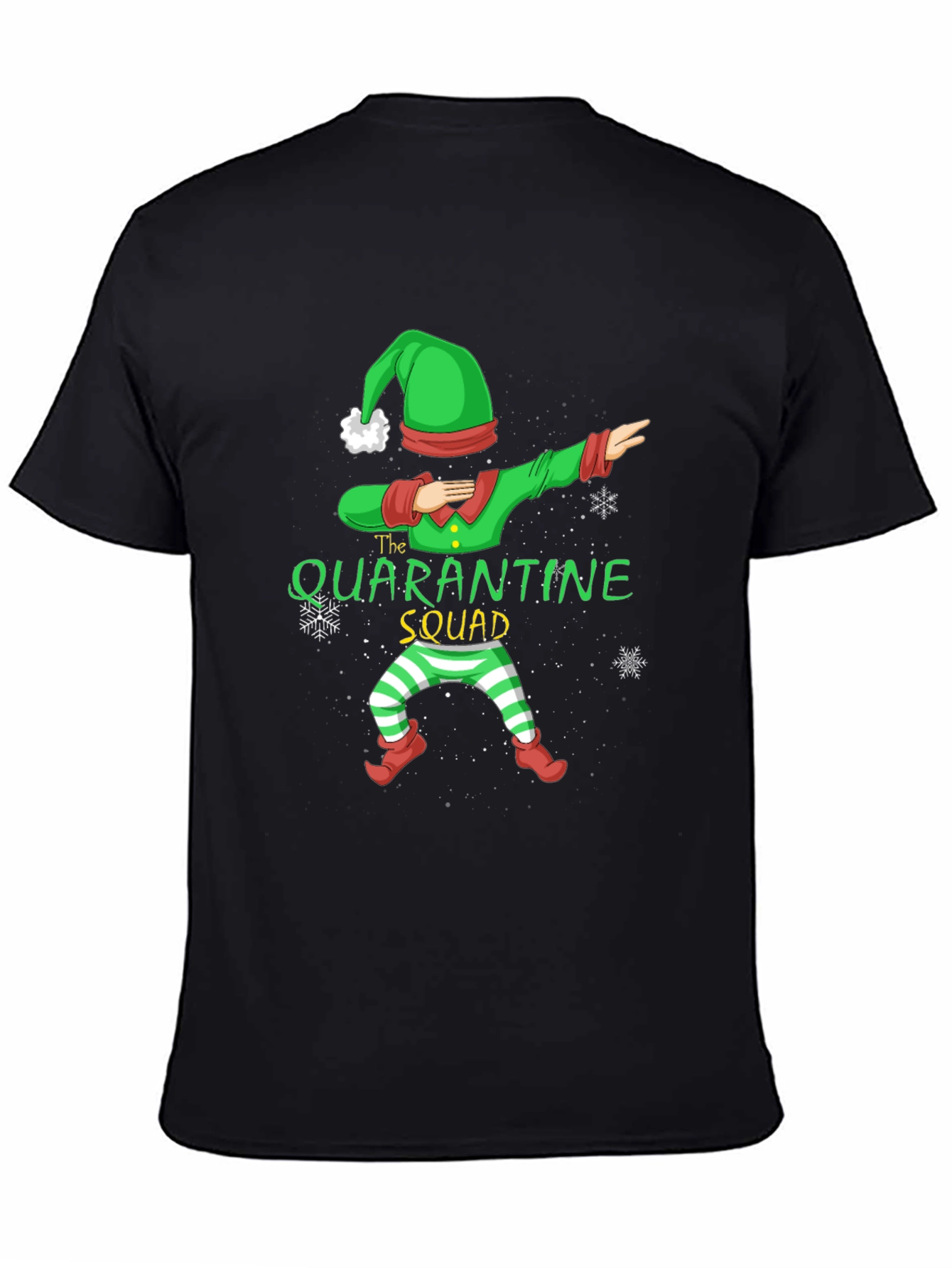 Black Quarantine Squad Elf T-Shirt - Holiday Fun view 4