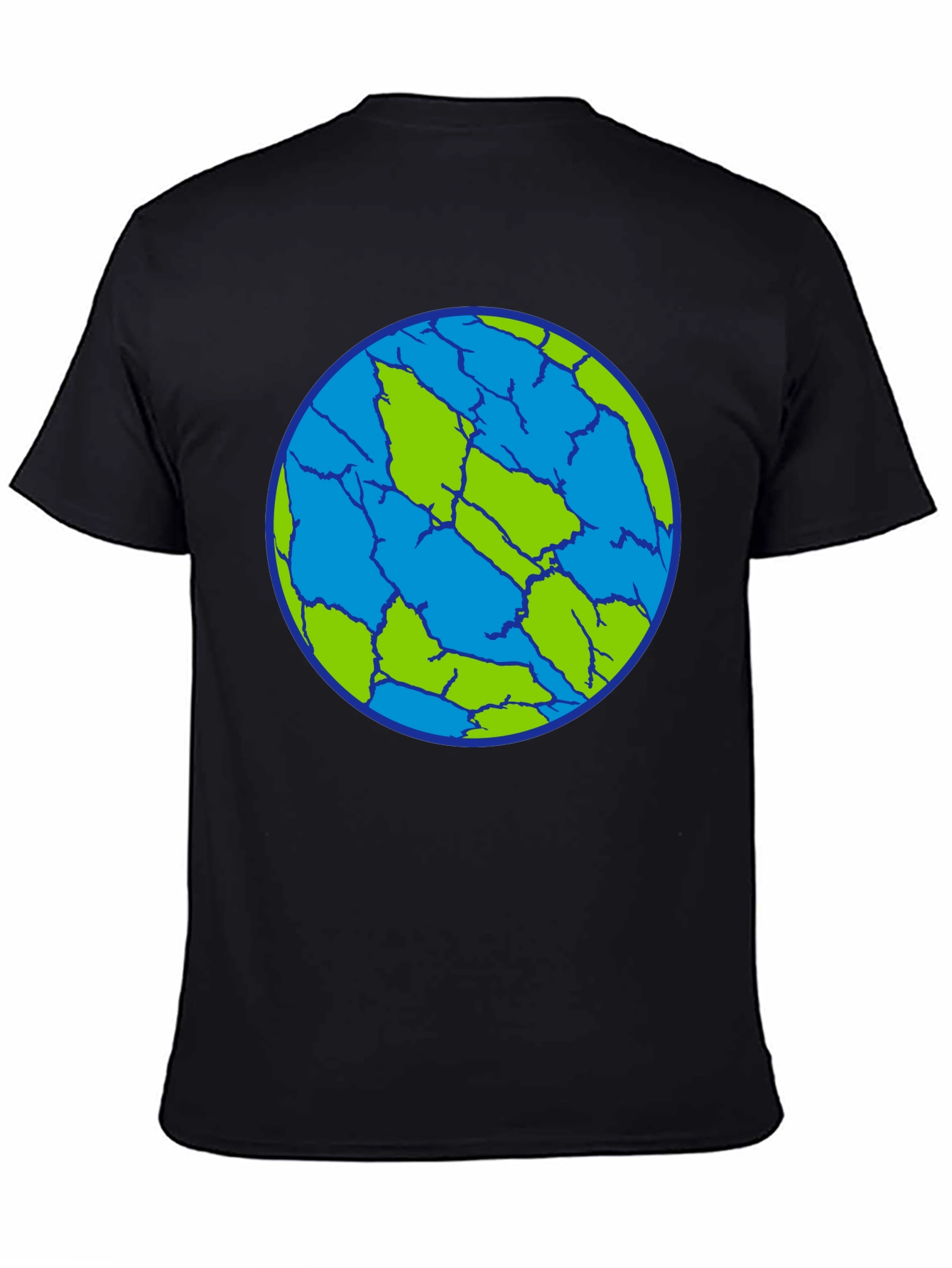 Black Cracked Earth T-Shirt - Unique Planet Design view 4