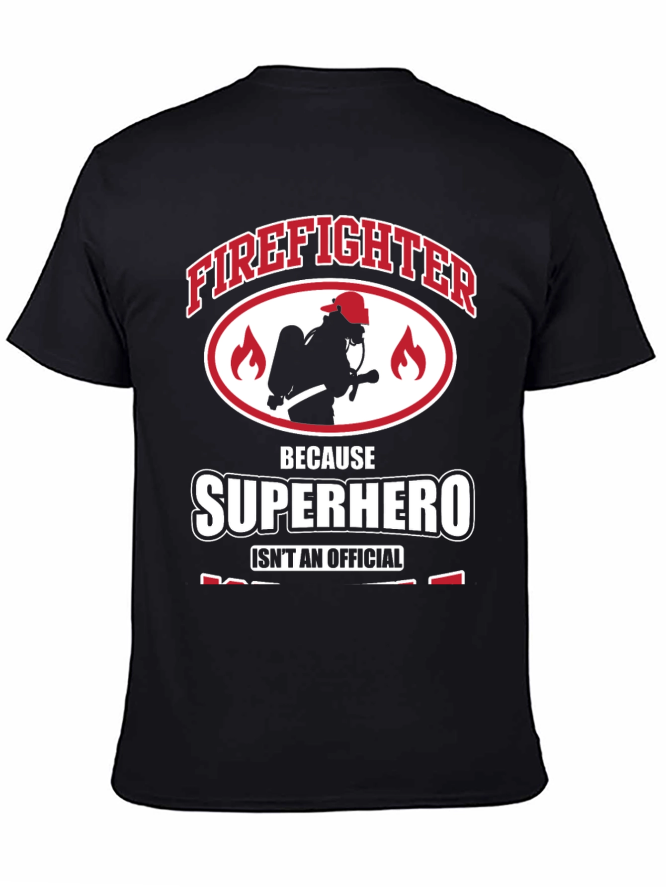 Black Firefighter Superhero Graphic Tee - Heroic Design view 4
